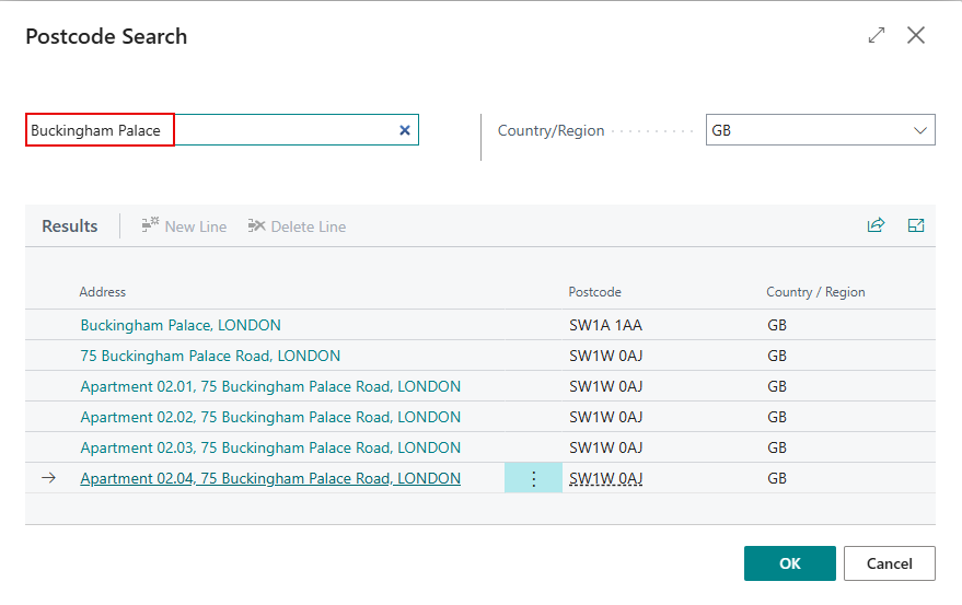 Address fields populated on contact card