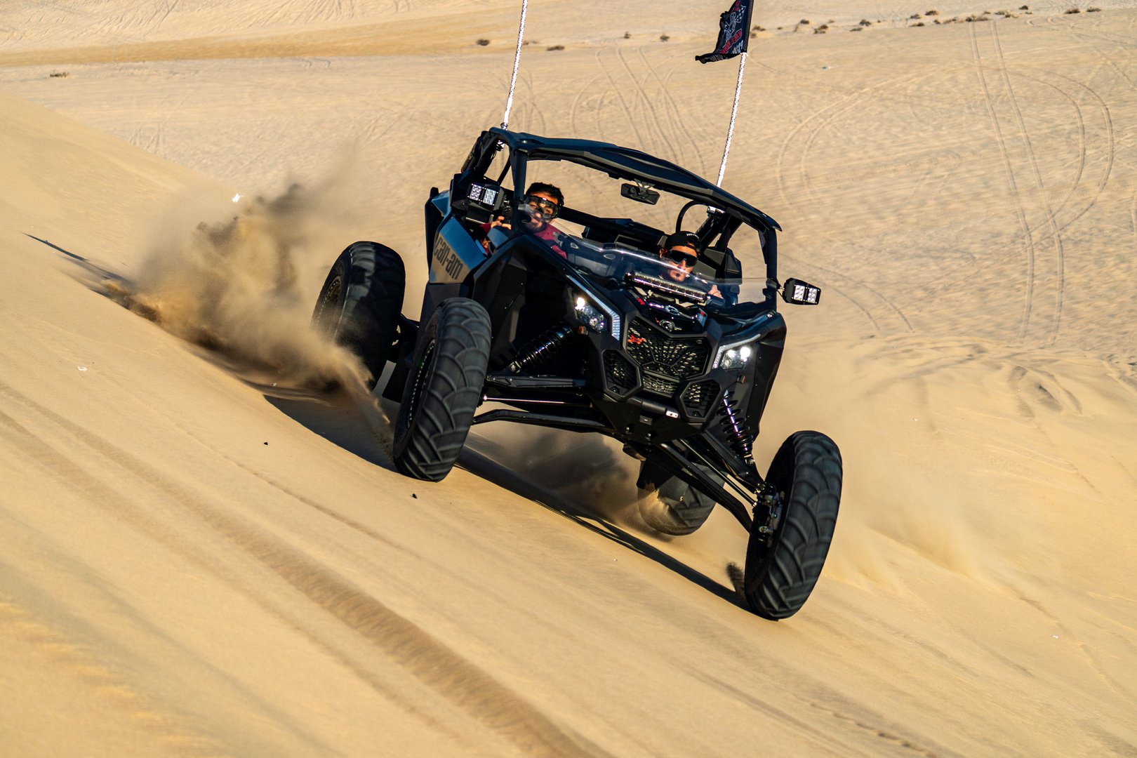 Doha, Qatar, January 31th 2025: Off road buggy car in the sand dunes of the Qatari desert