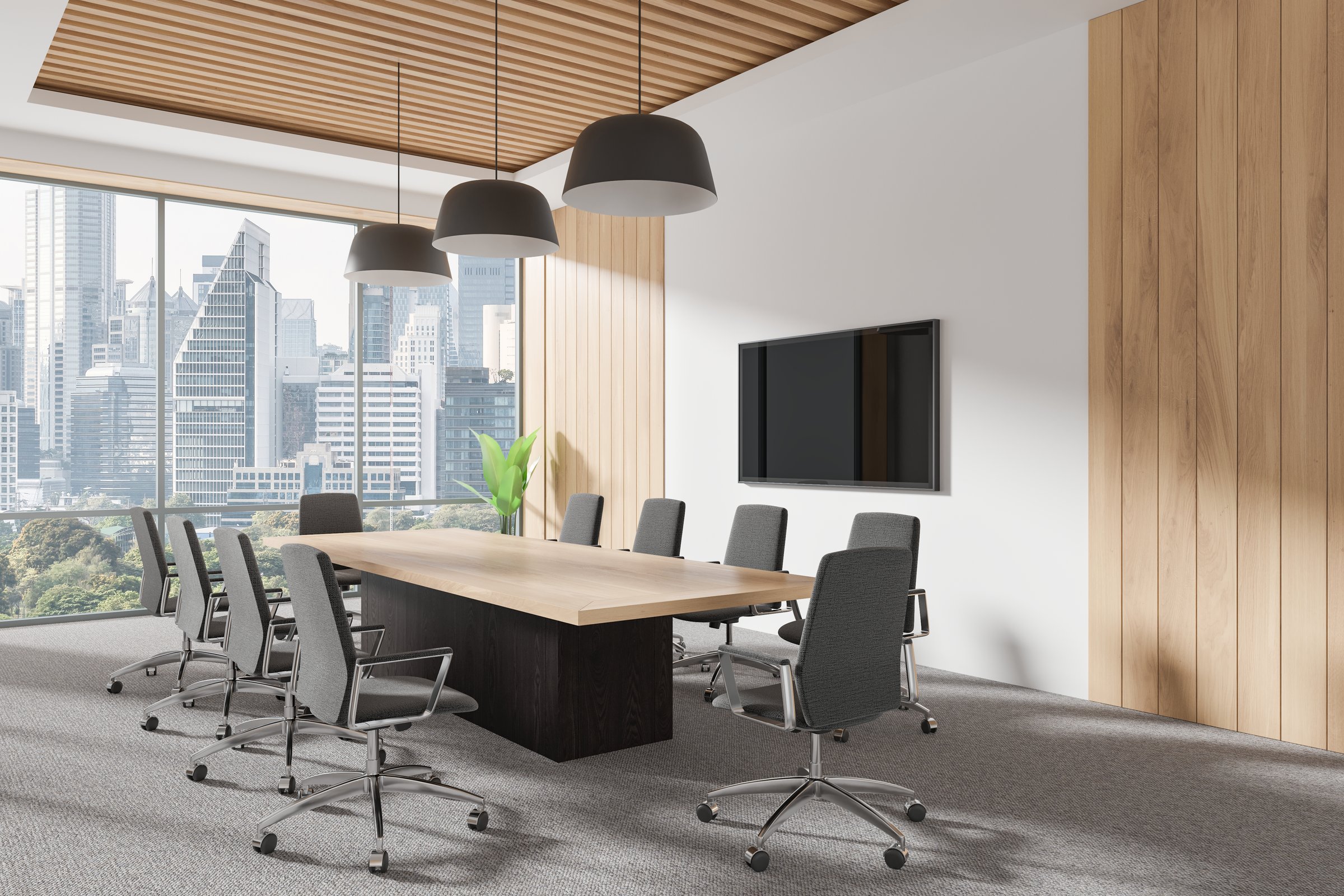 Modern conference room with professional meeting space
