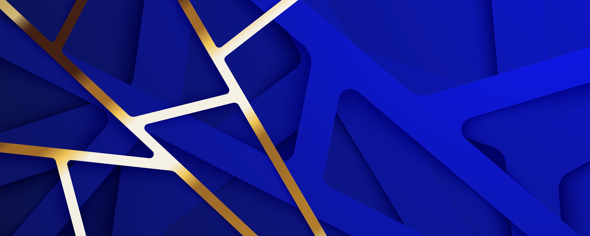 Abstract Blue and Gold Background with Lines and Modern Vector Design