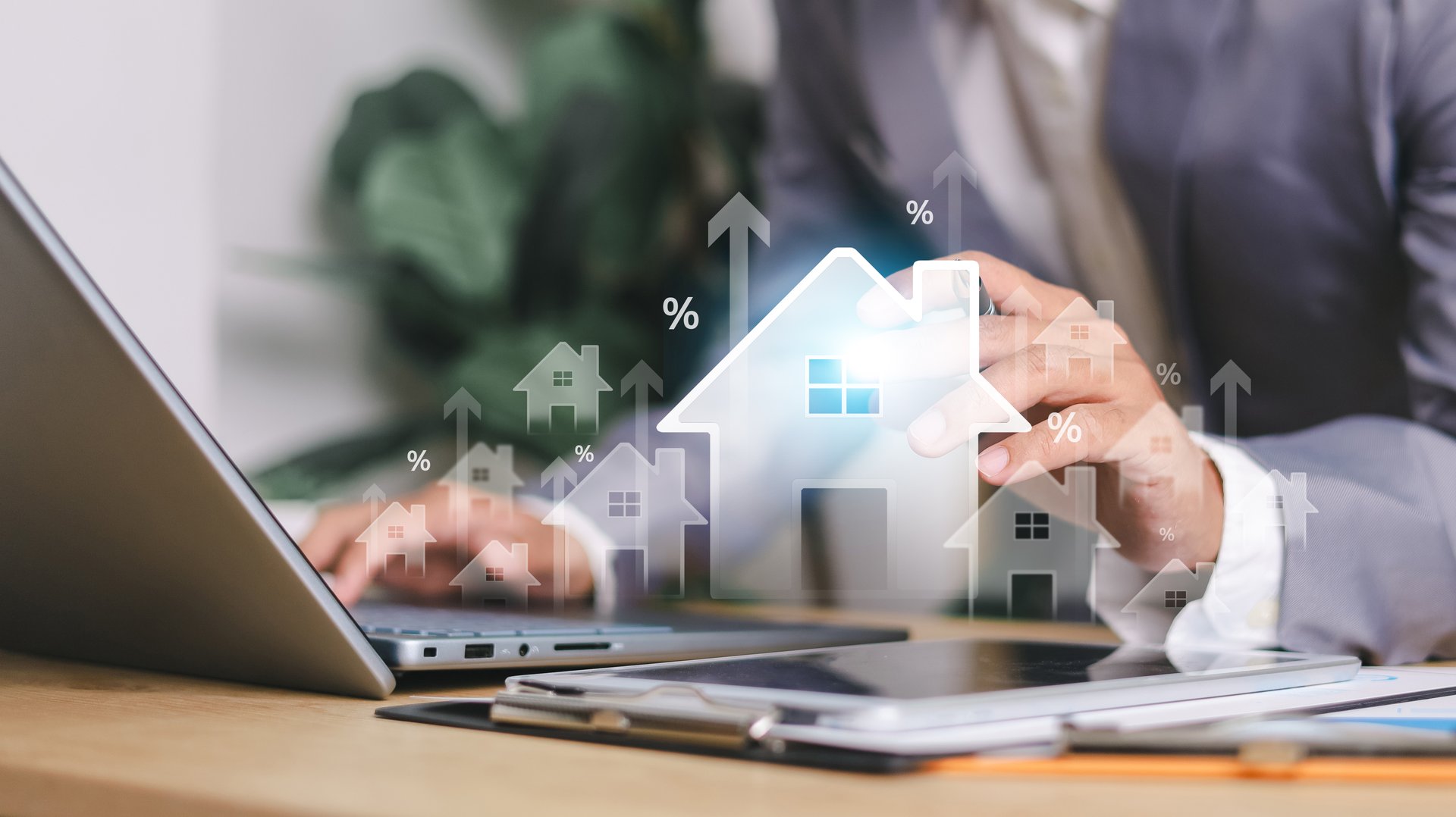 Real estate investment concept. Applying for a home loan, buying, selling,  developing the real estate market, creating stability in life, renting real estate.