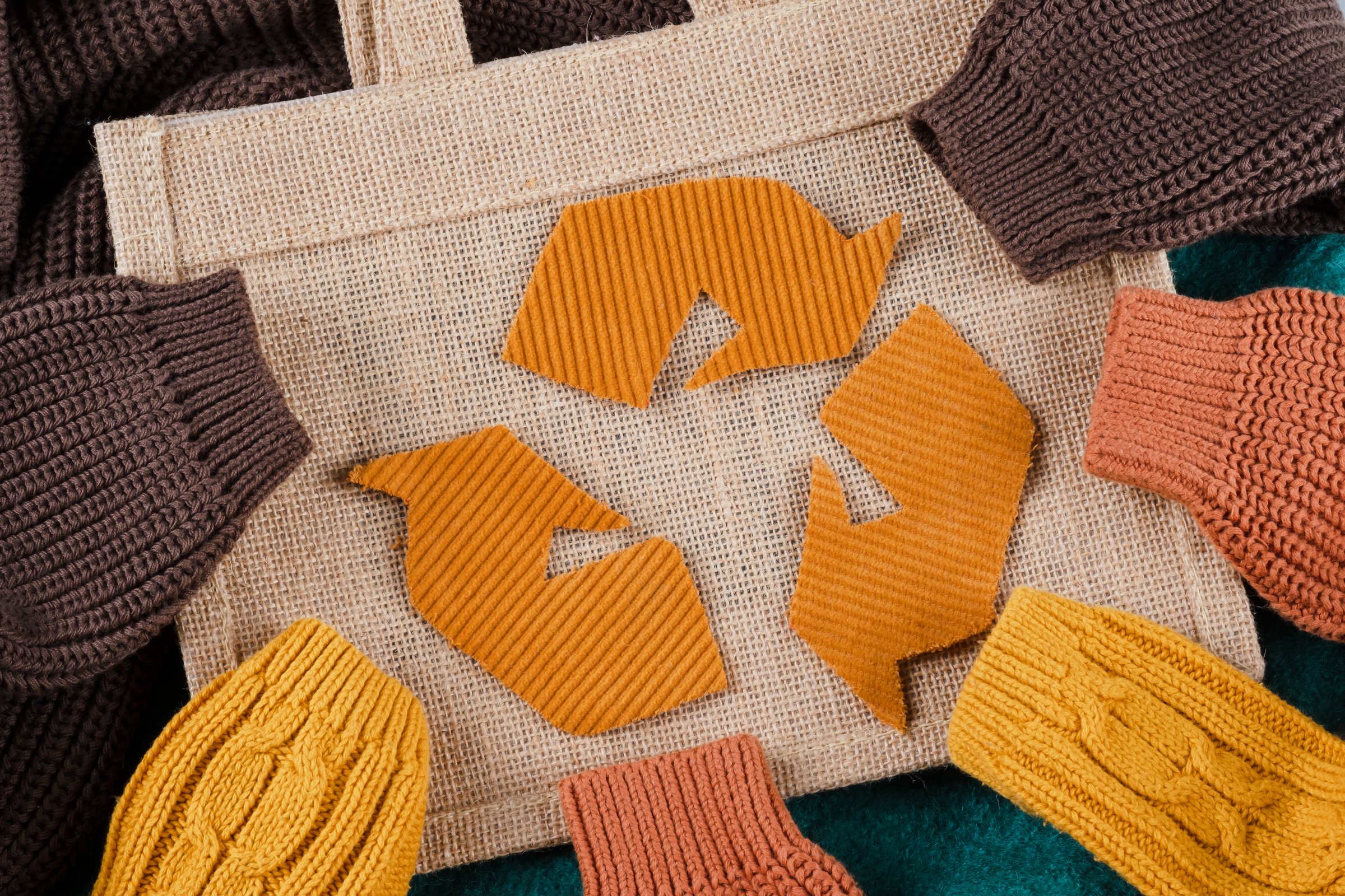 Go green. Fashion Rental and Thrifting. Environmental responsibility.  top view.