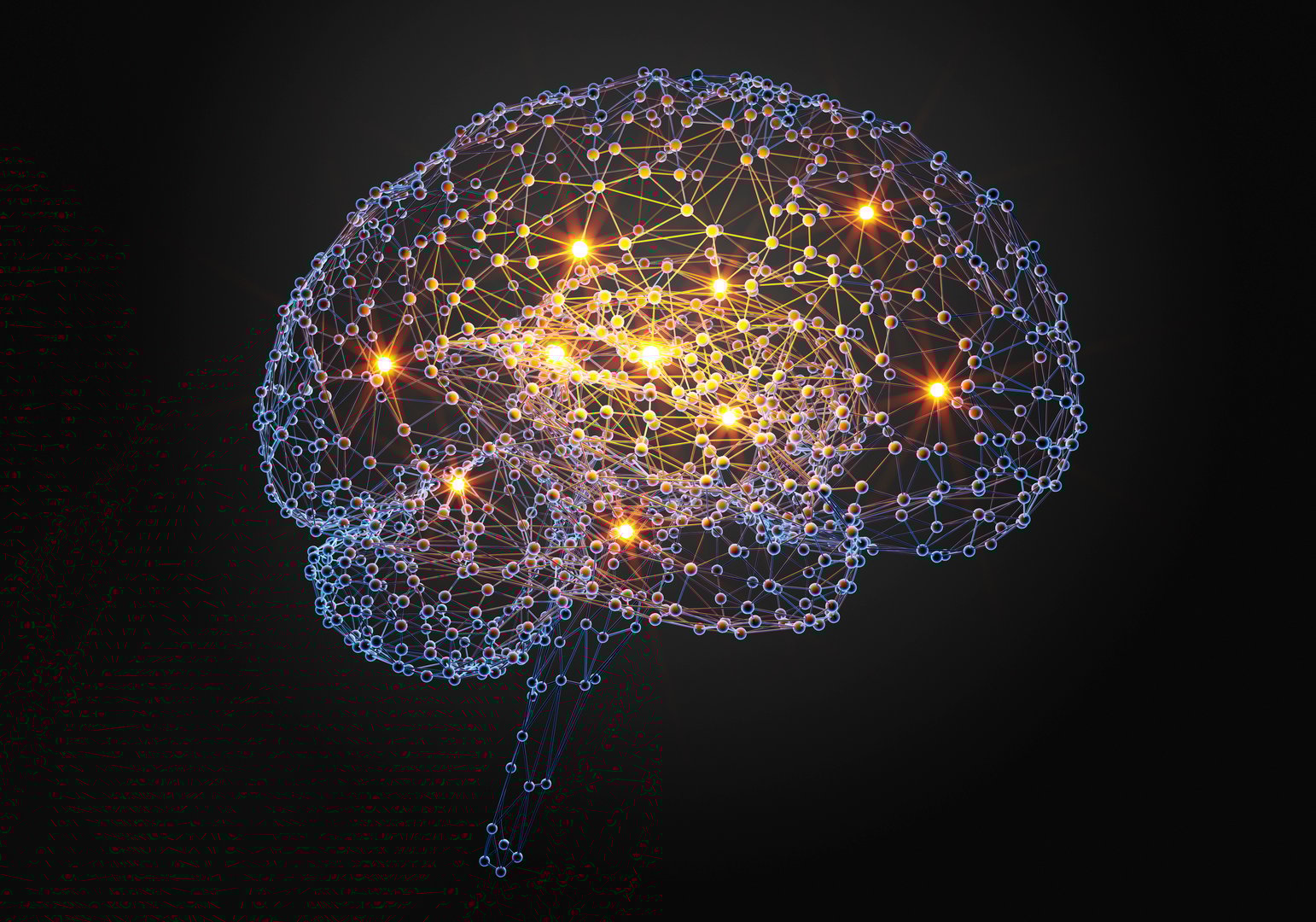 Glowing digital neural network brain - Artificial intelligence concept - 3D illustration