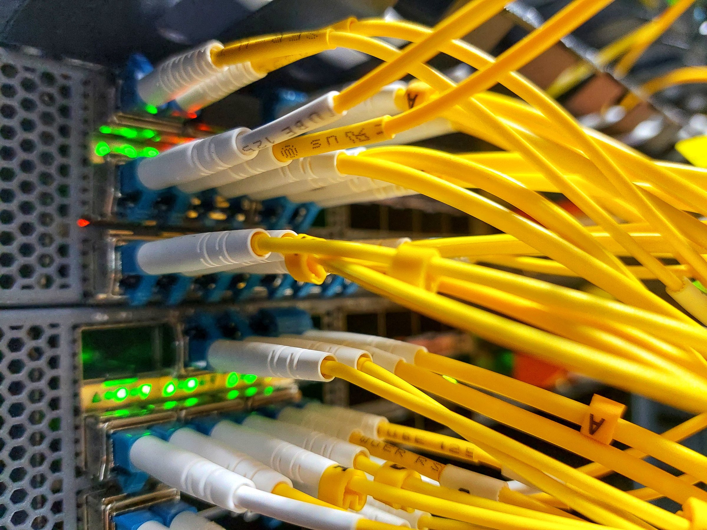 Fiber cable plug on network switch