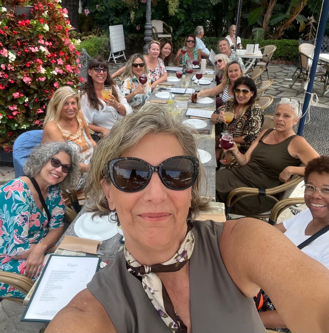 Retreat participants dining together