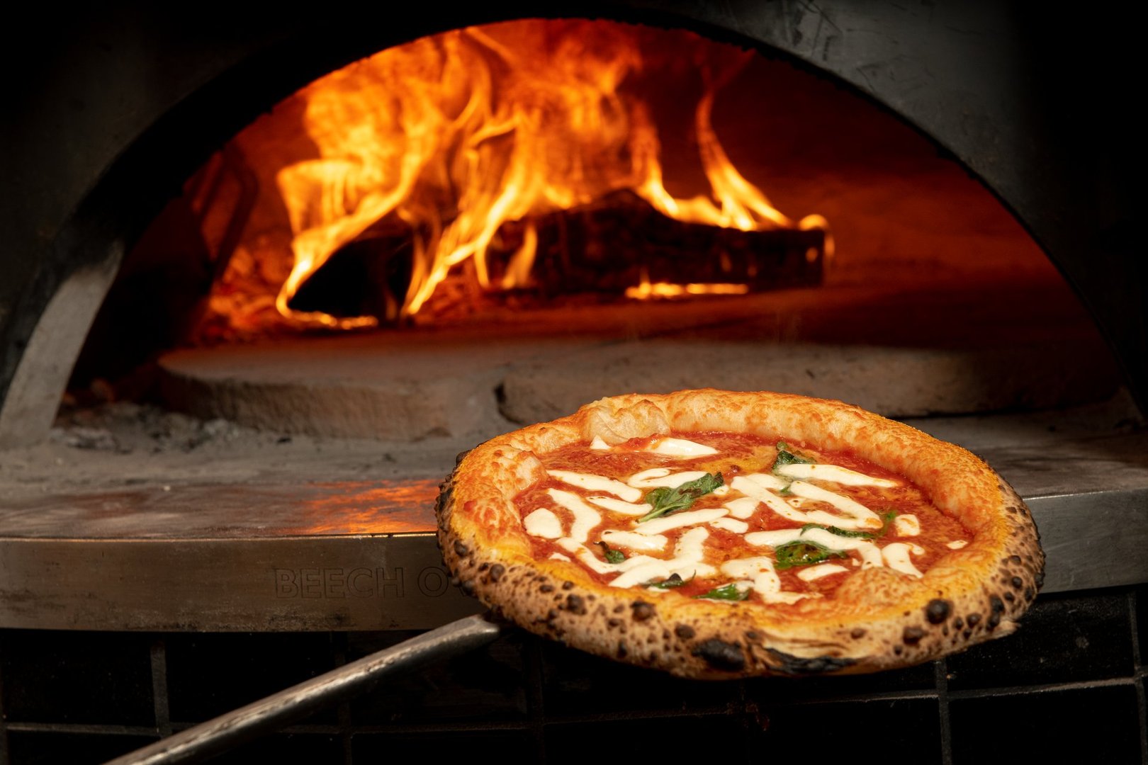 Wood-fired pizza catering in a backyard