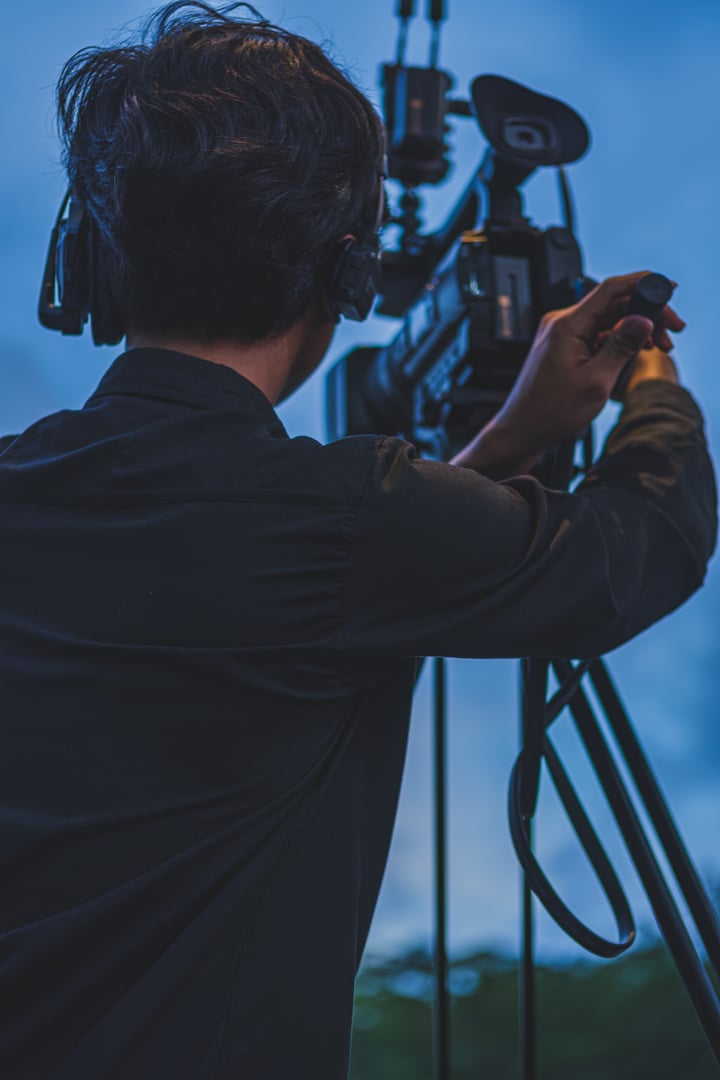 Balikpapan, Indonesia - June 5th, 2024. he is shooting the live event.