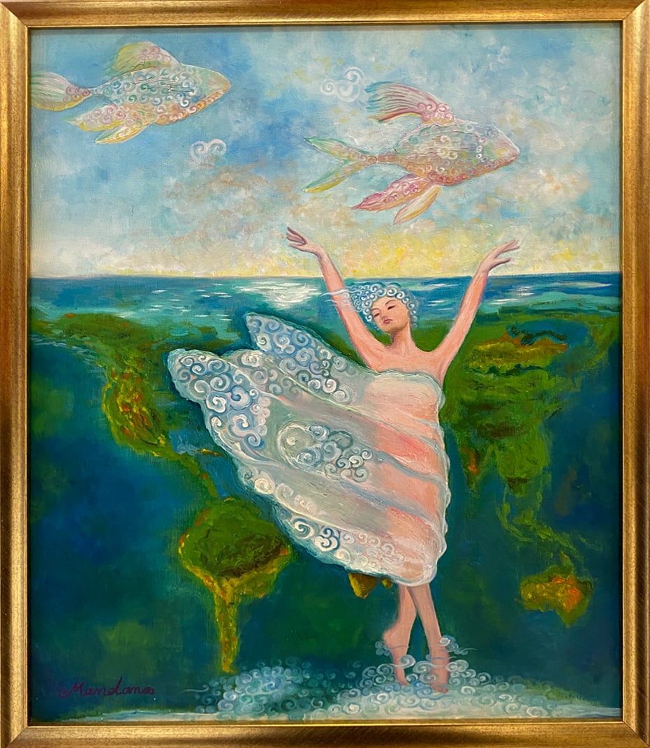 ترکیبی از هنر سنتی و معاصر با استفاده از تکنیک‌های مختلف