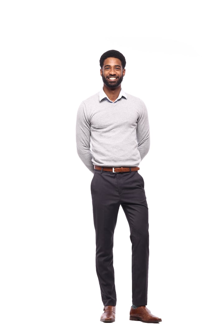 Beautiful black man in front of a white background
