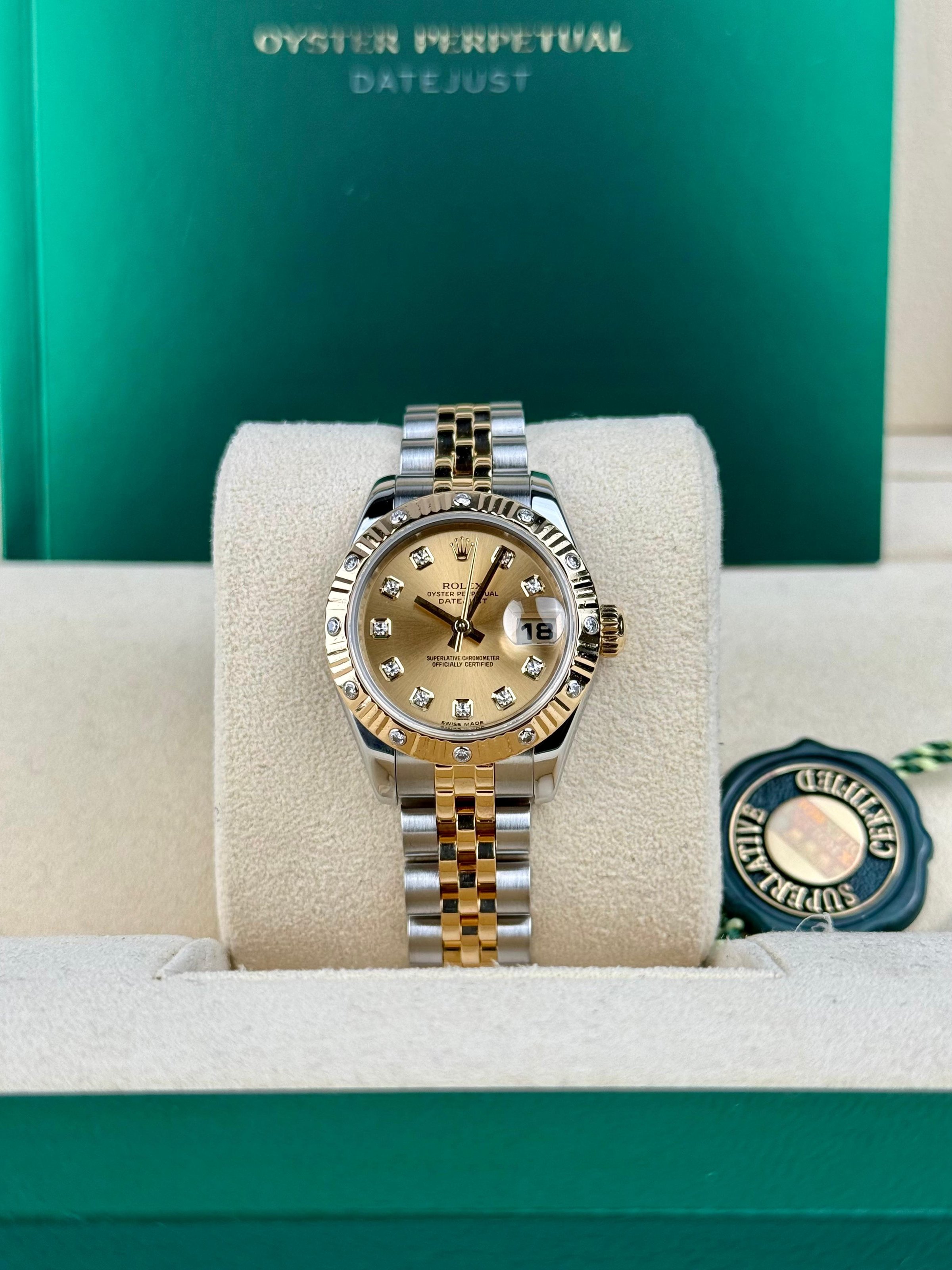 Rolex Datejust 26mm Champagne Diamond Fluted Bezel