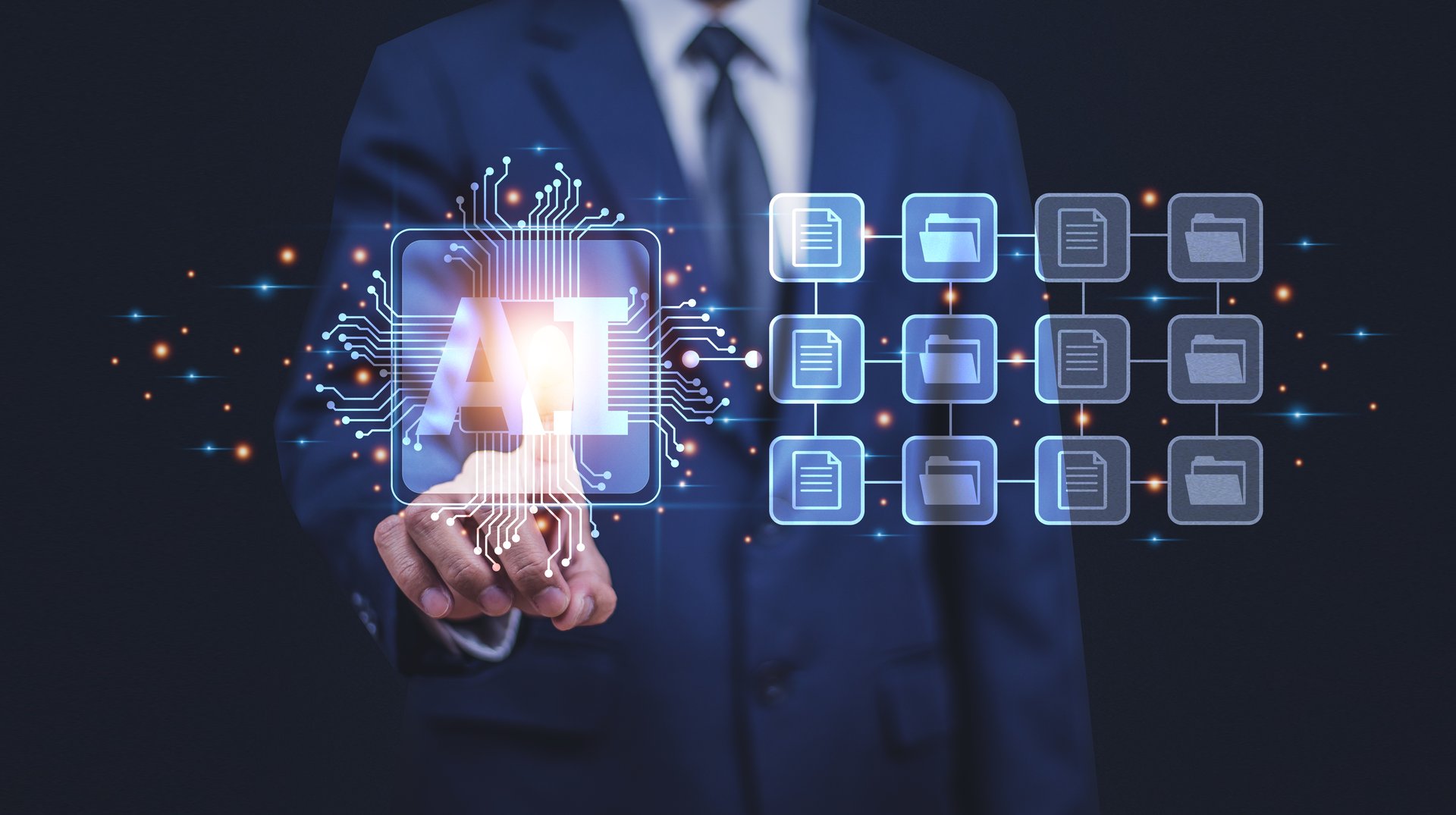 People using AI for Document management on visual screen technology.