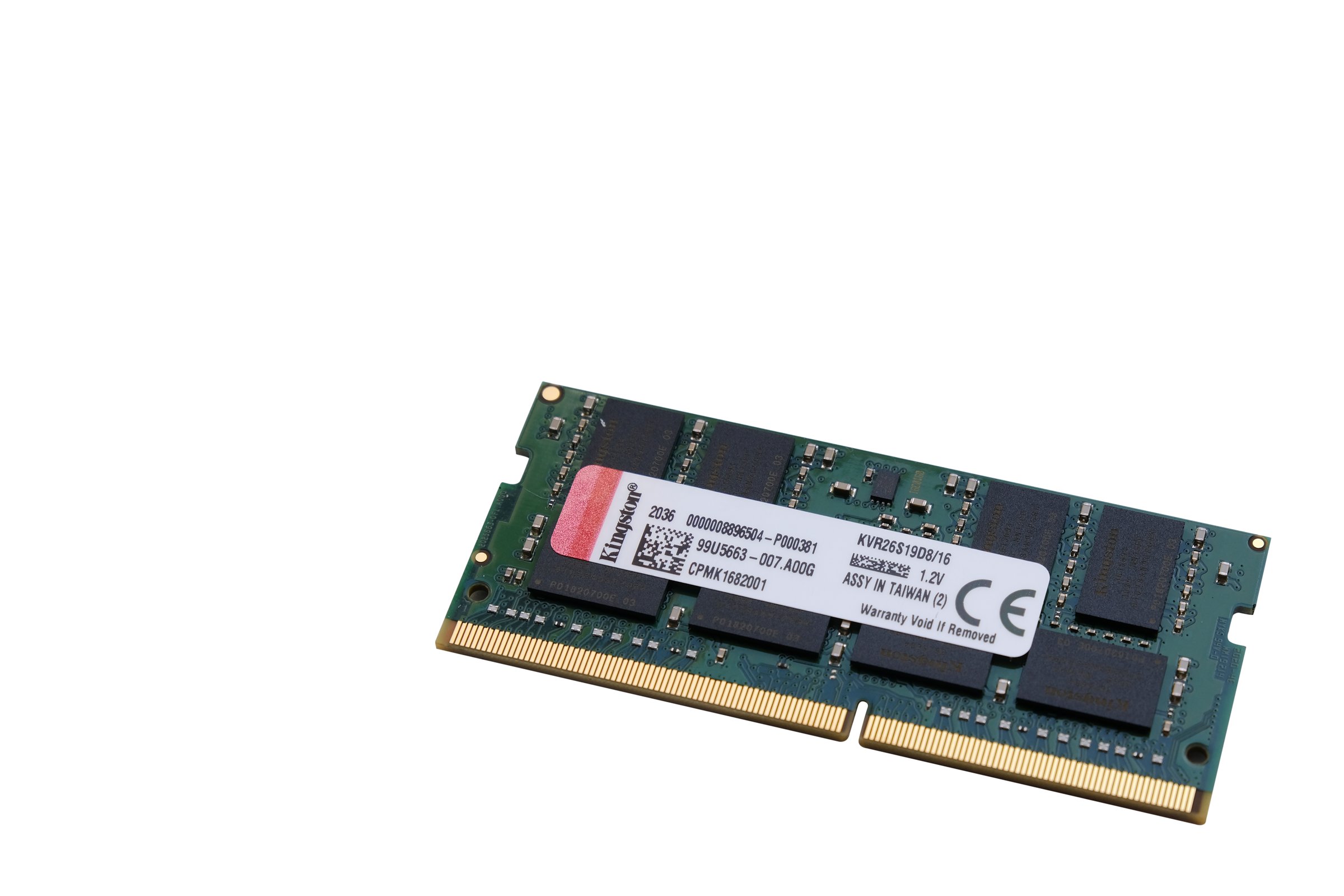Istanbul, Turkey - October 6, 2020 : Front view of a Kingston Technology 16gb 2666 mhz Ddr 4 Ram for notebooks isolated on white background.