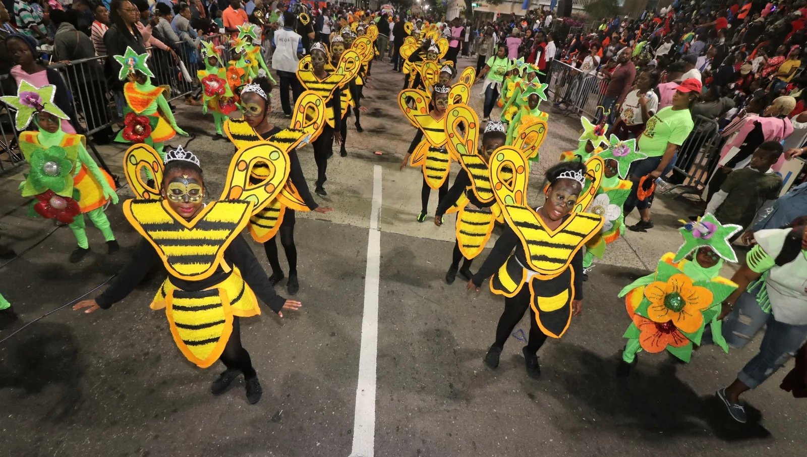Junior Junkanoo participant in colorful costume
