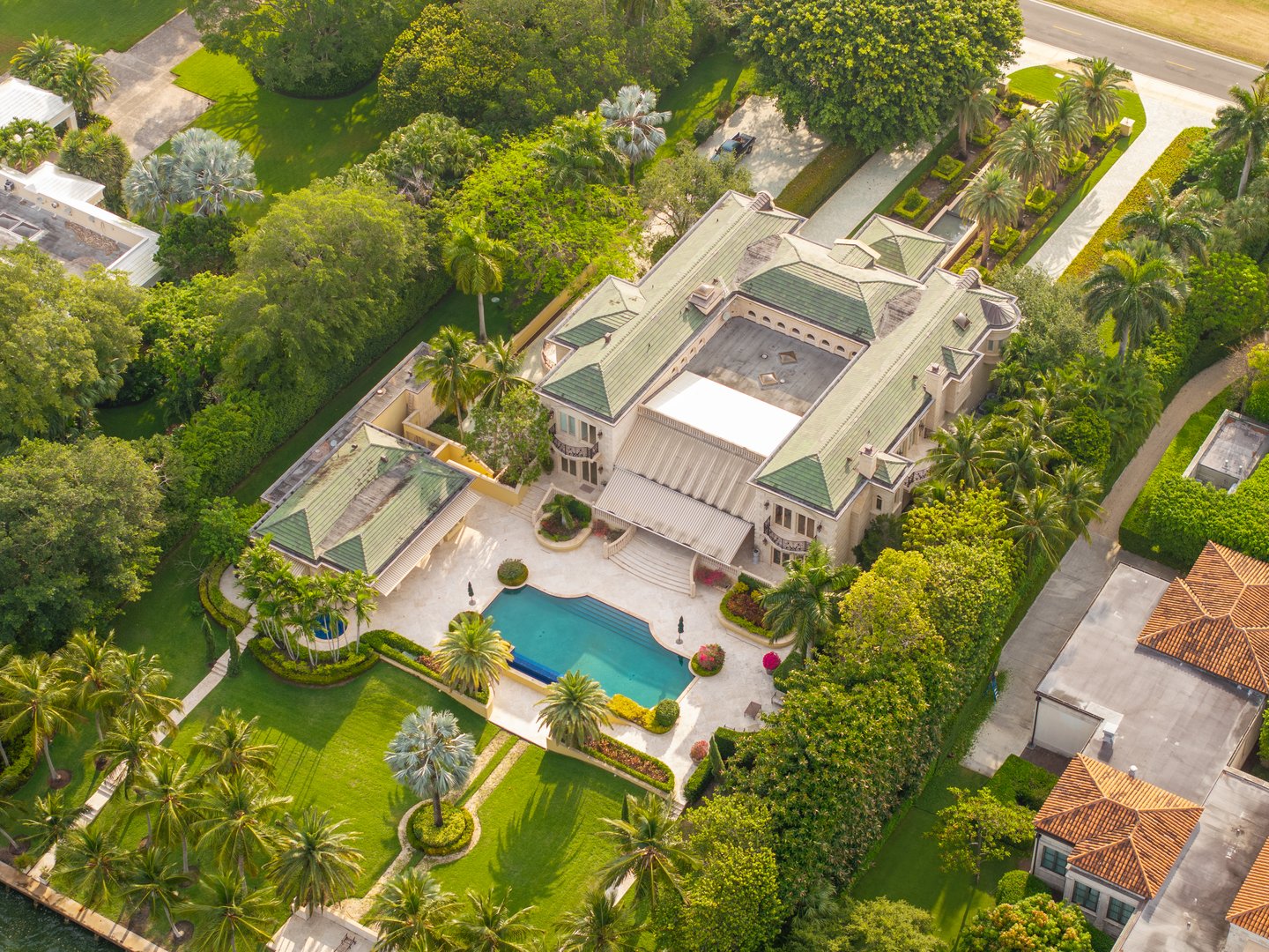 Miami Beach, FL, USA - May 17, 2024: Luxury Miami Beach Indian Creek home owned by Jeff Bezos founder of Amazon