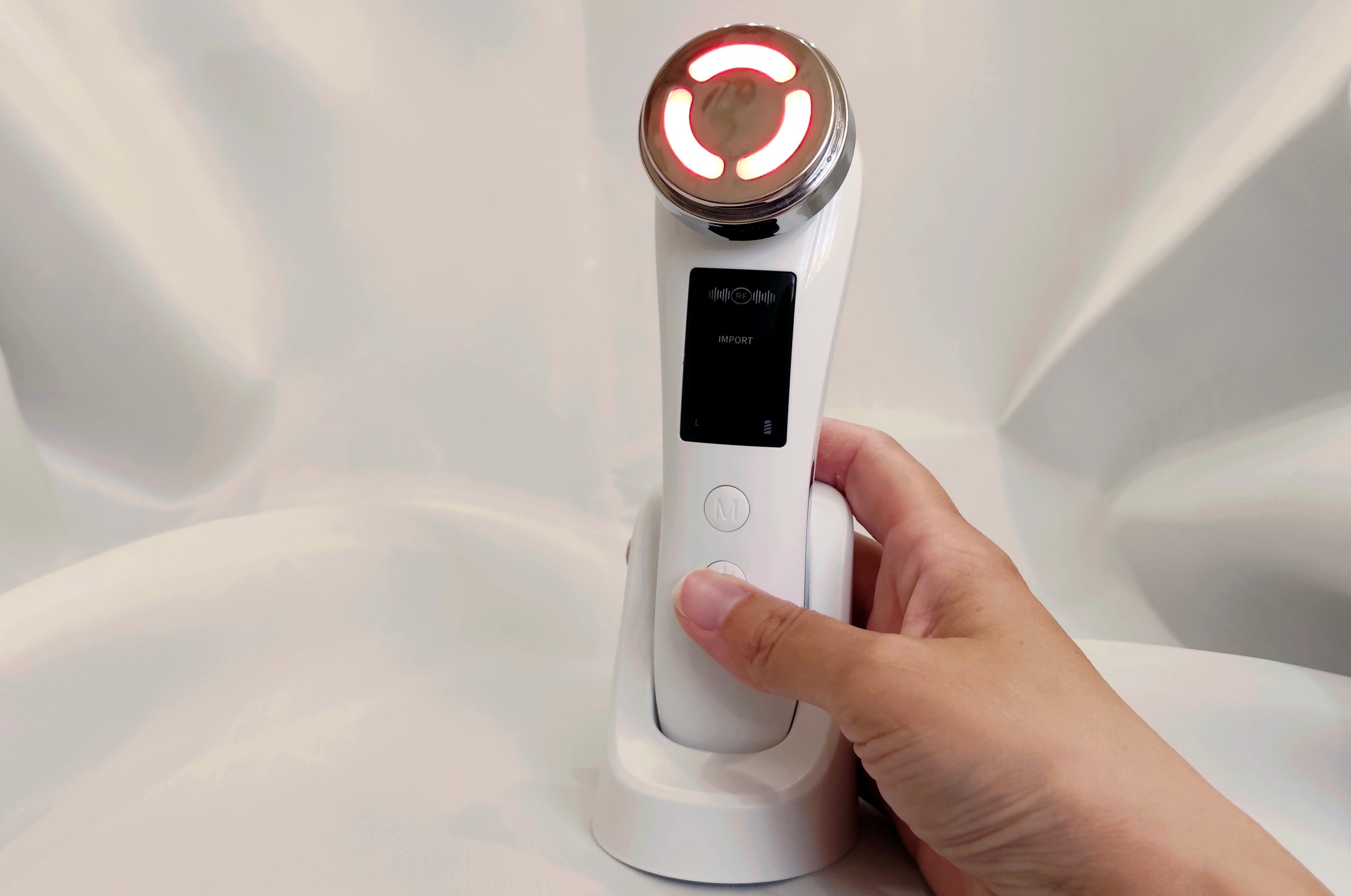 Futuristic electronic beauty device with LED lights