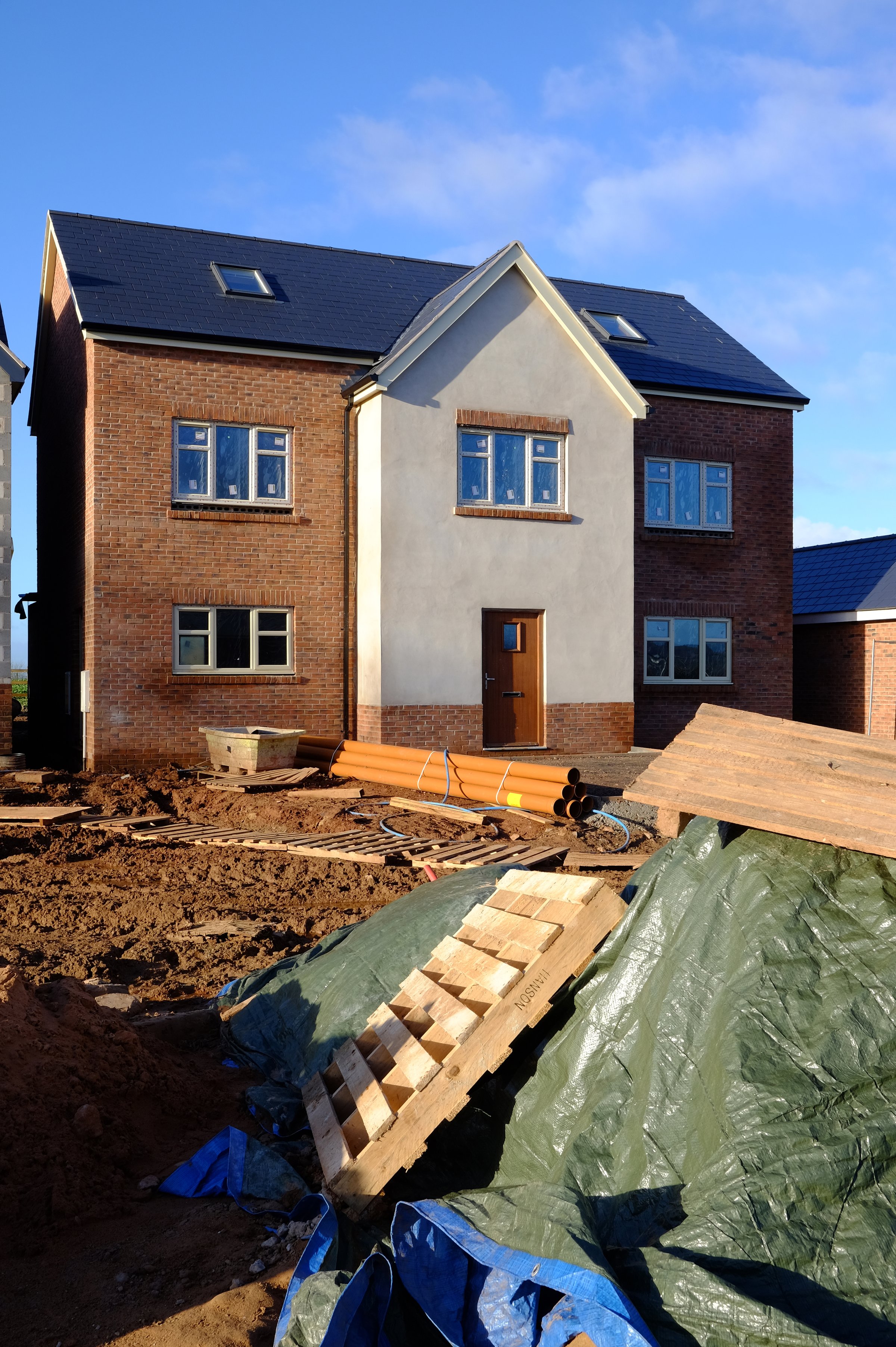 Shrewsbury, UK - December 26, 2016: house under construction