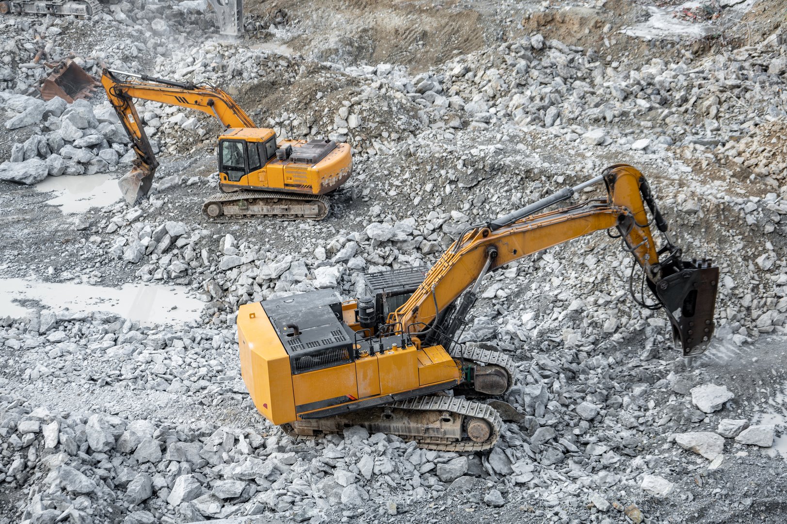 Stone crusher working on the construction site
