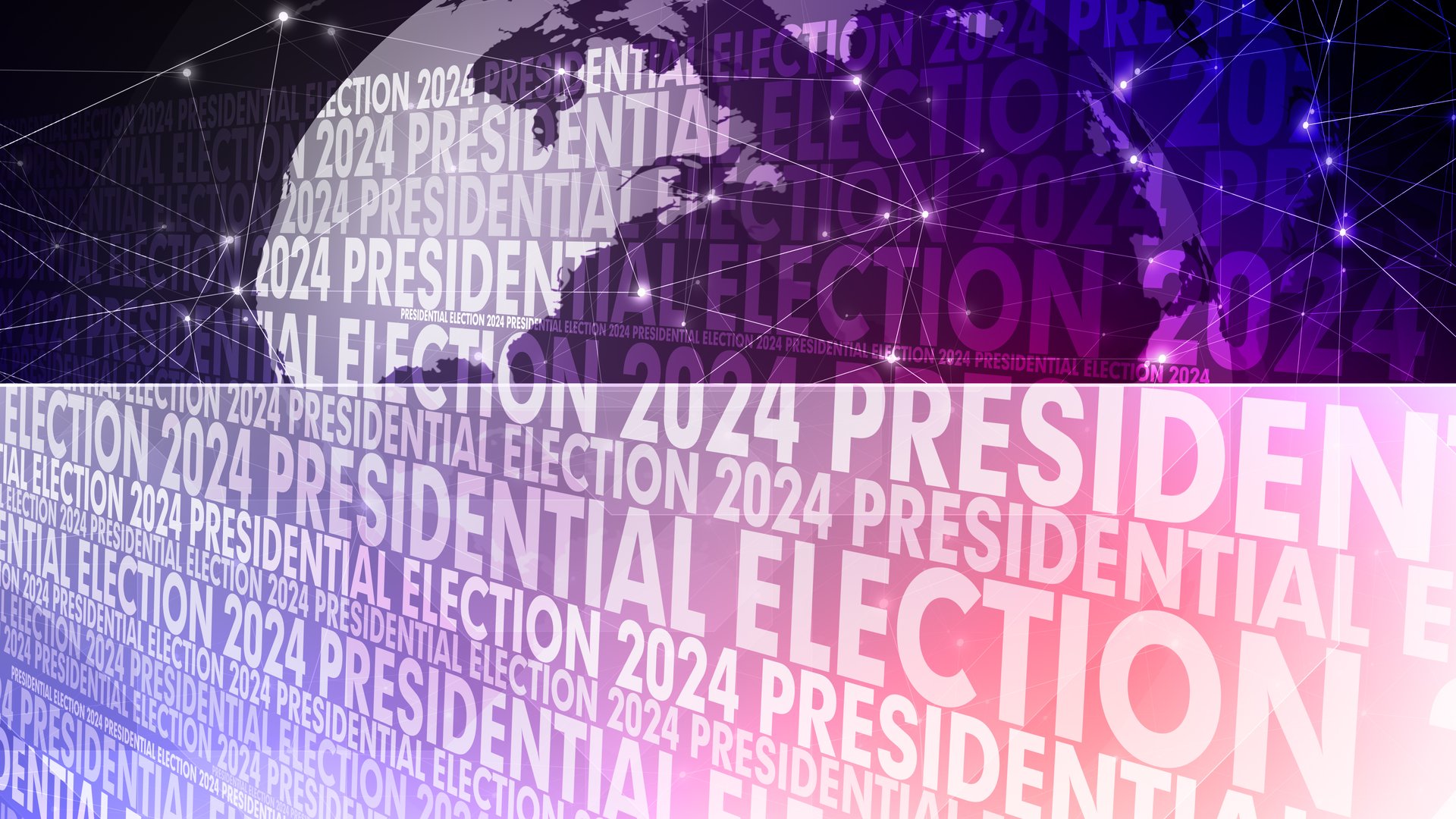 Presidential election text and world globe political backdrop for voting displaying results, and symbolizing global politics