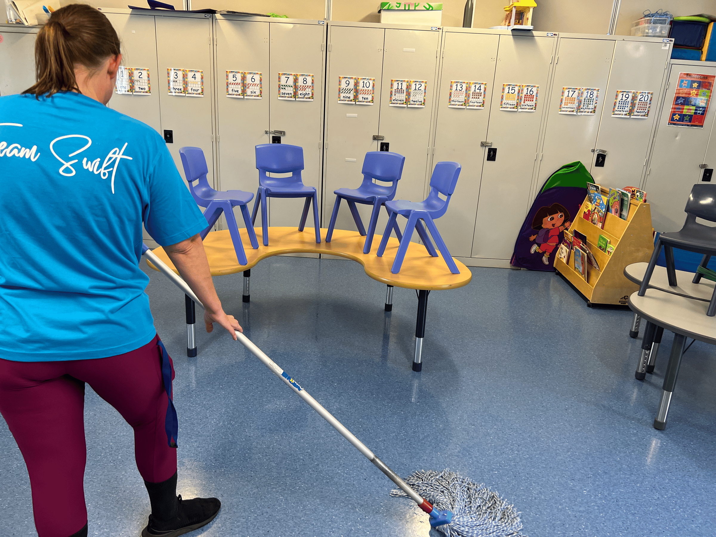School cleaning service professional