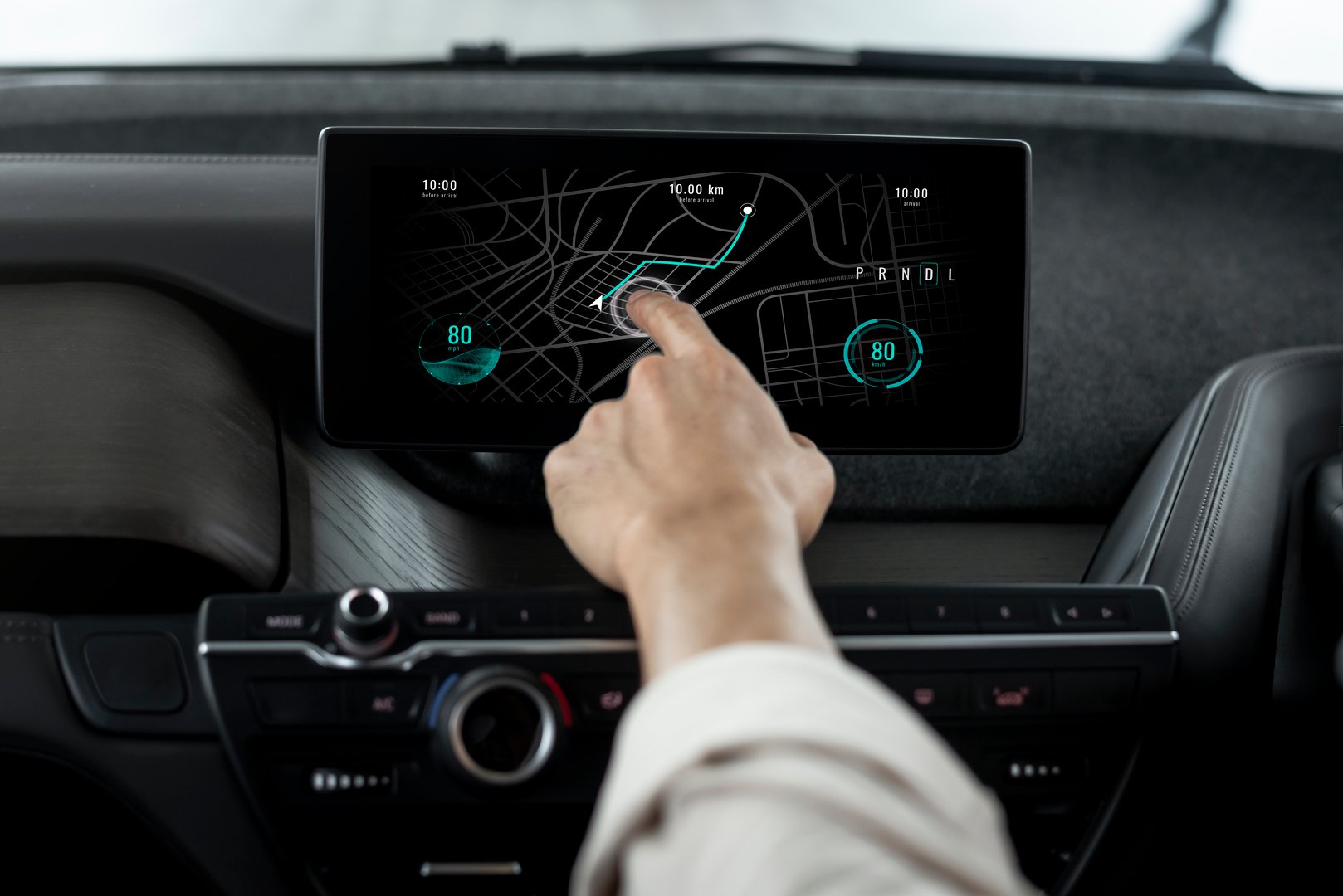 Gps navigation system on screen in smart car