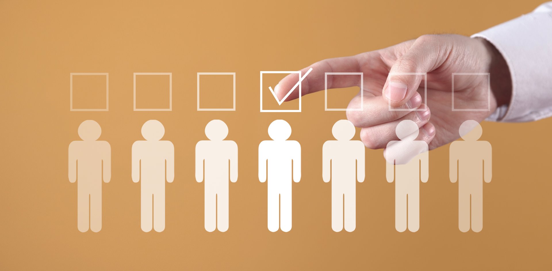 Choosing candidate from group. Employee selection recruitment