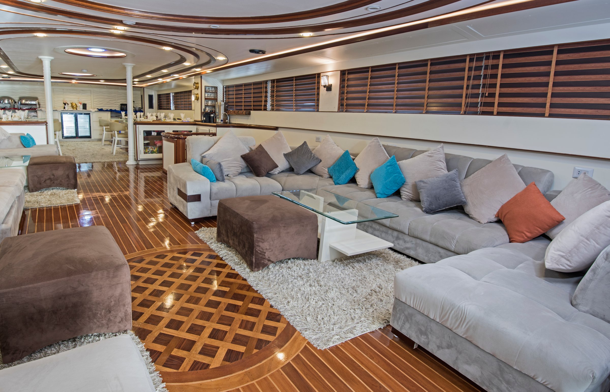 Azimut 68S luxury motor yacht charter Piran - interior salon area of private yacht charter Slovenia