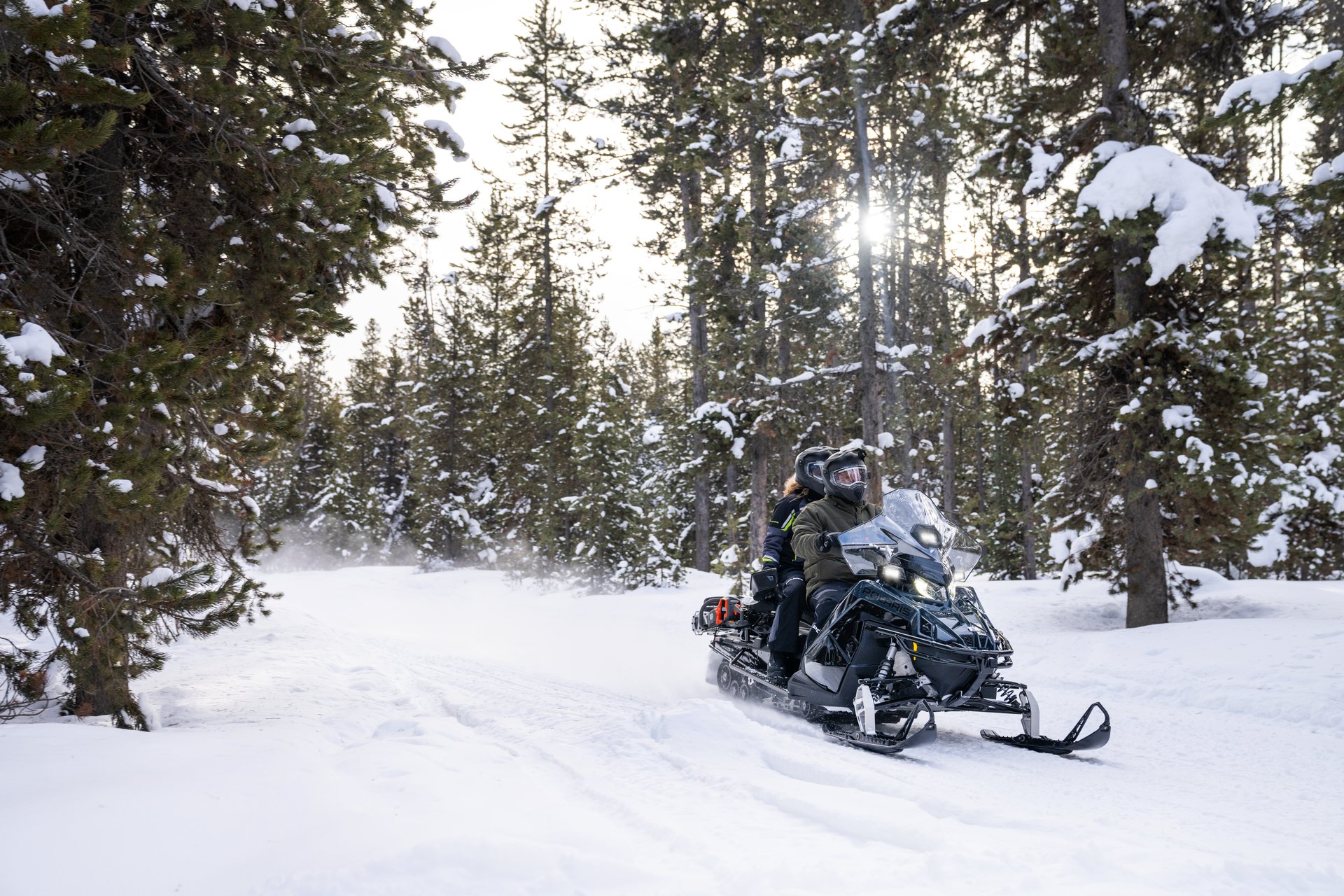 Couple Snowmobiling