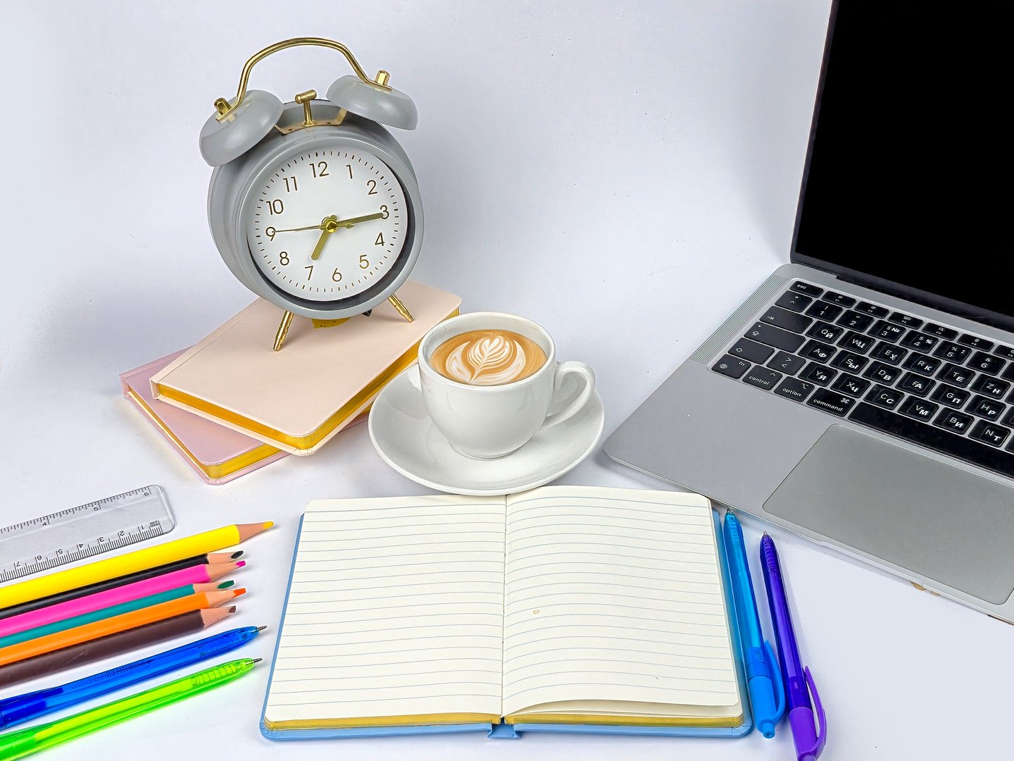 A cozy workspace with coffee and stationery inspiring productivity