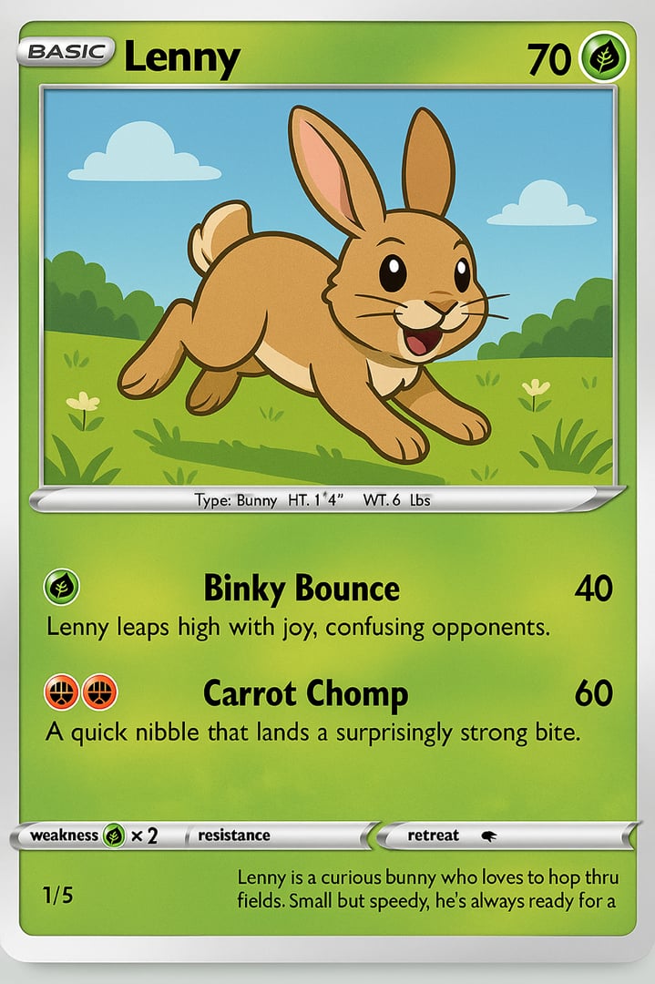 Lenny pet trading card