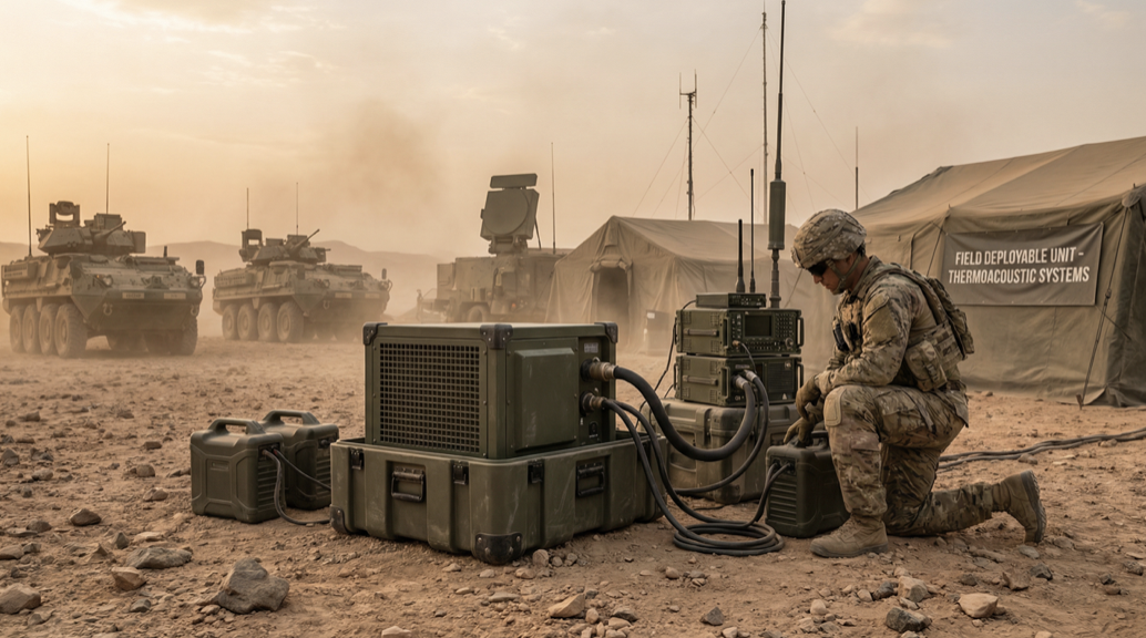 Rugged thermoacoustic cooling system for military field operations