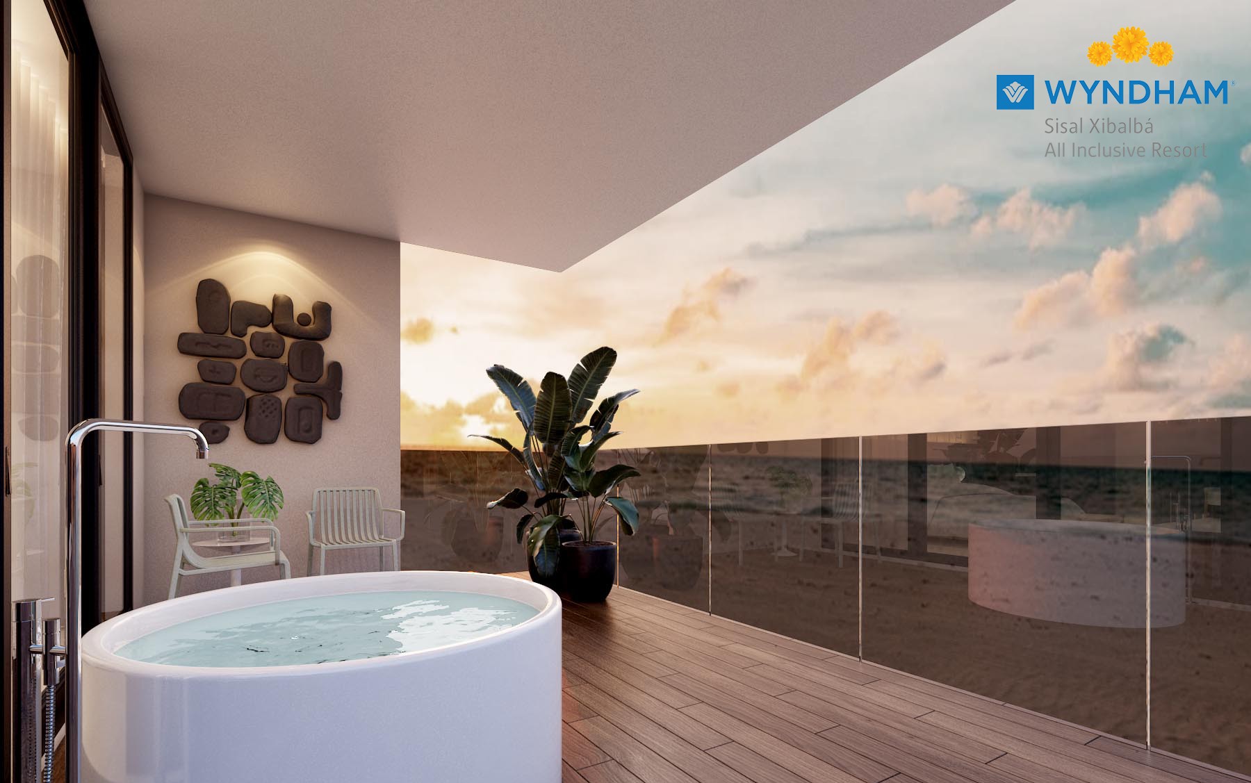 Vista al mar de habitaciones Wyndham Xibalbá