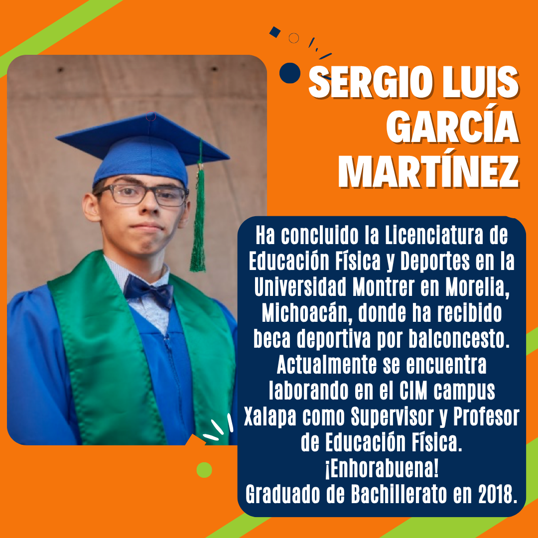 Graduate in cap and gown with text about completing a degree in Physical Education and working as a supervisor and professor.