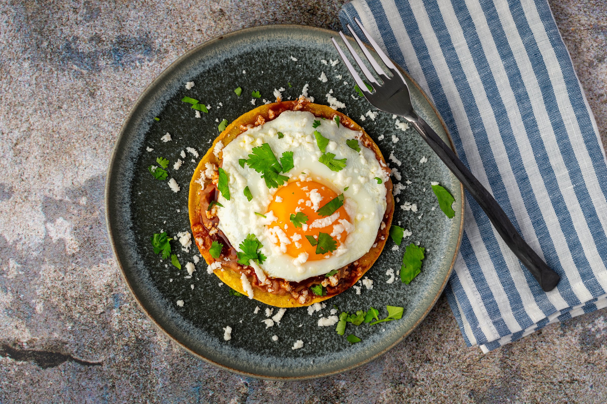 Huevos rancheros on a plate.