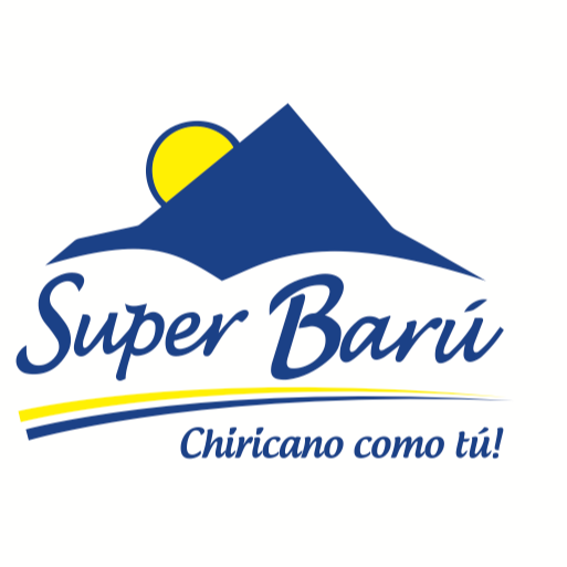 Logo of Super Barú featuring a blue mountain with a sun and the text Chiricano como tú.