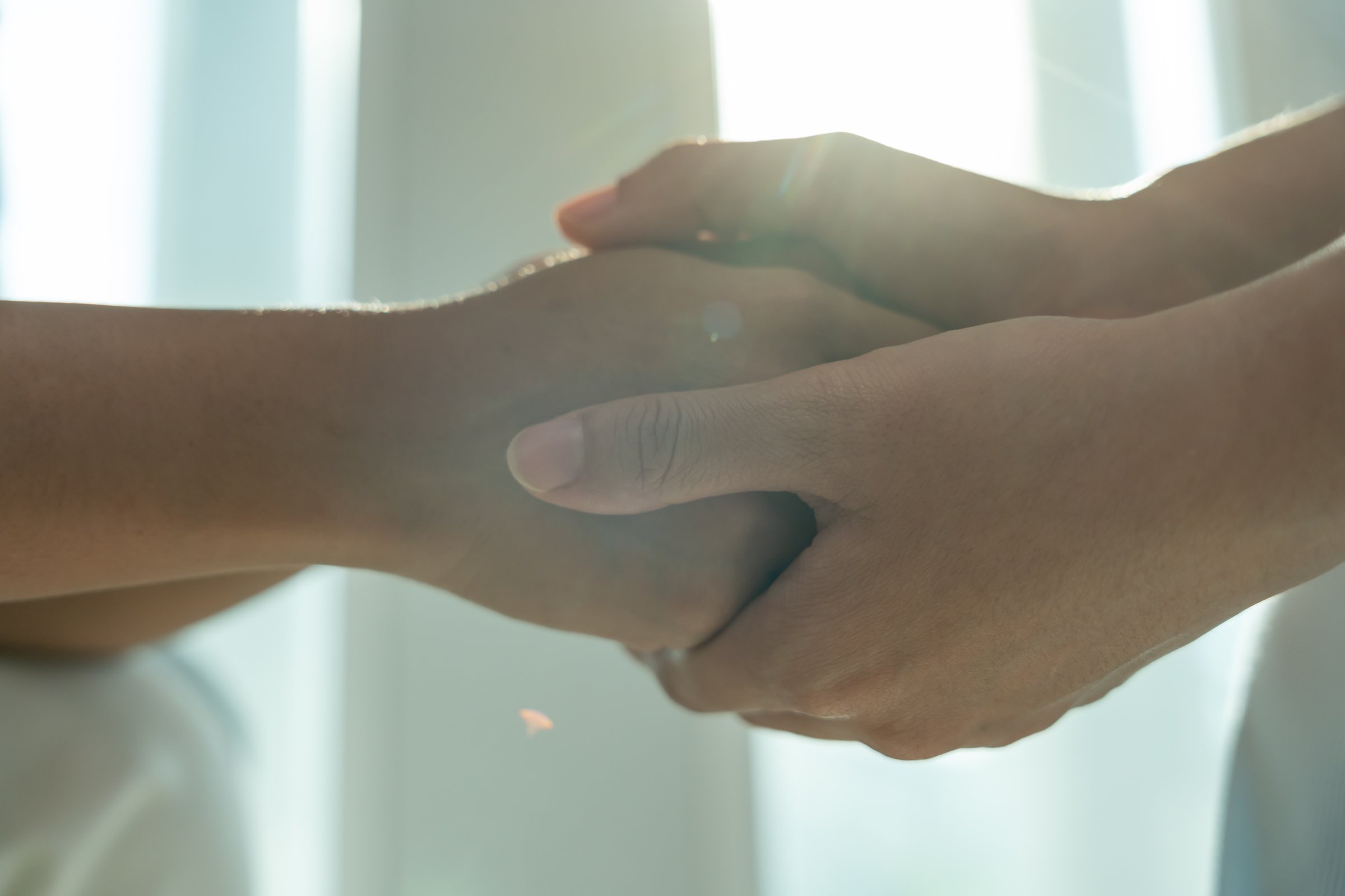 psychiatrist hold hand support each while discussing family issues. doctor encourages and empathy man suffers depression. psychological, save divorce, Hand in hand together, trust, care