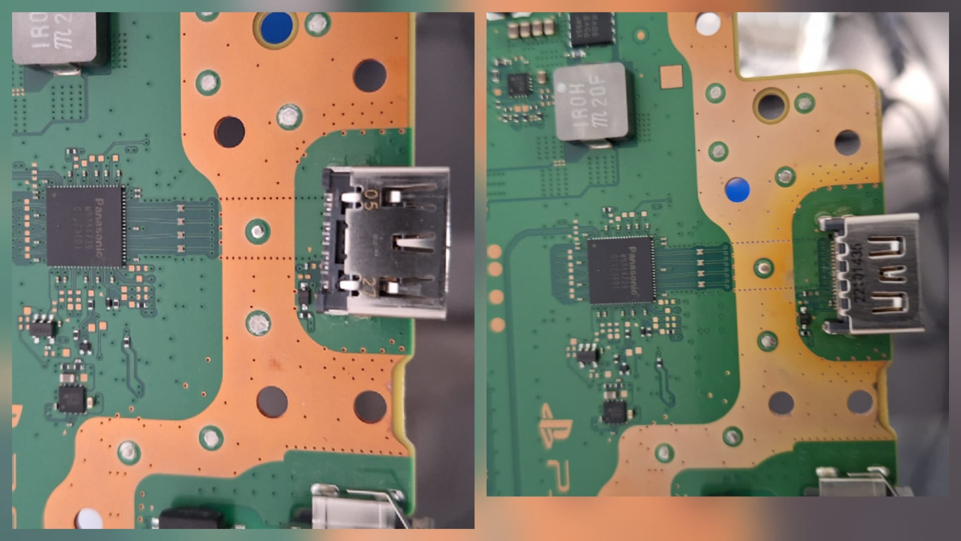 Close-up of electronic technician repairing a broken joystick using various tools