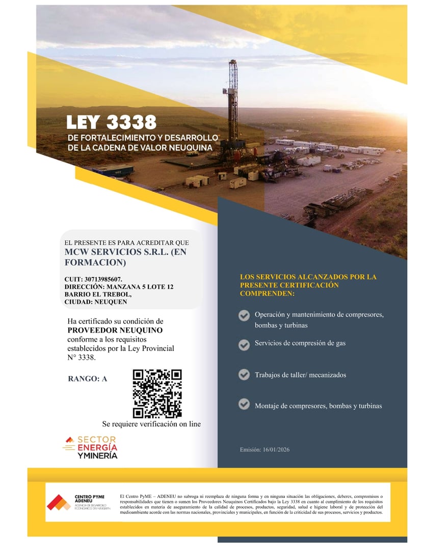 Certificado ADENEU - Registro de Proveedores de Bienes y Servicios de Empresas Petroleras