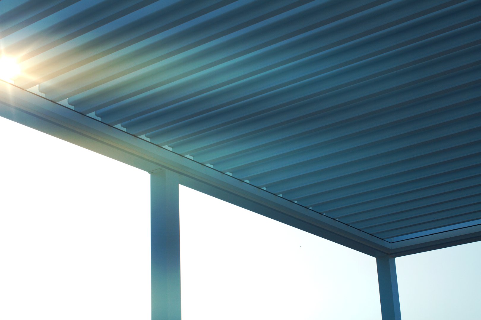 Pergola awning in the sunrise photo.