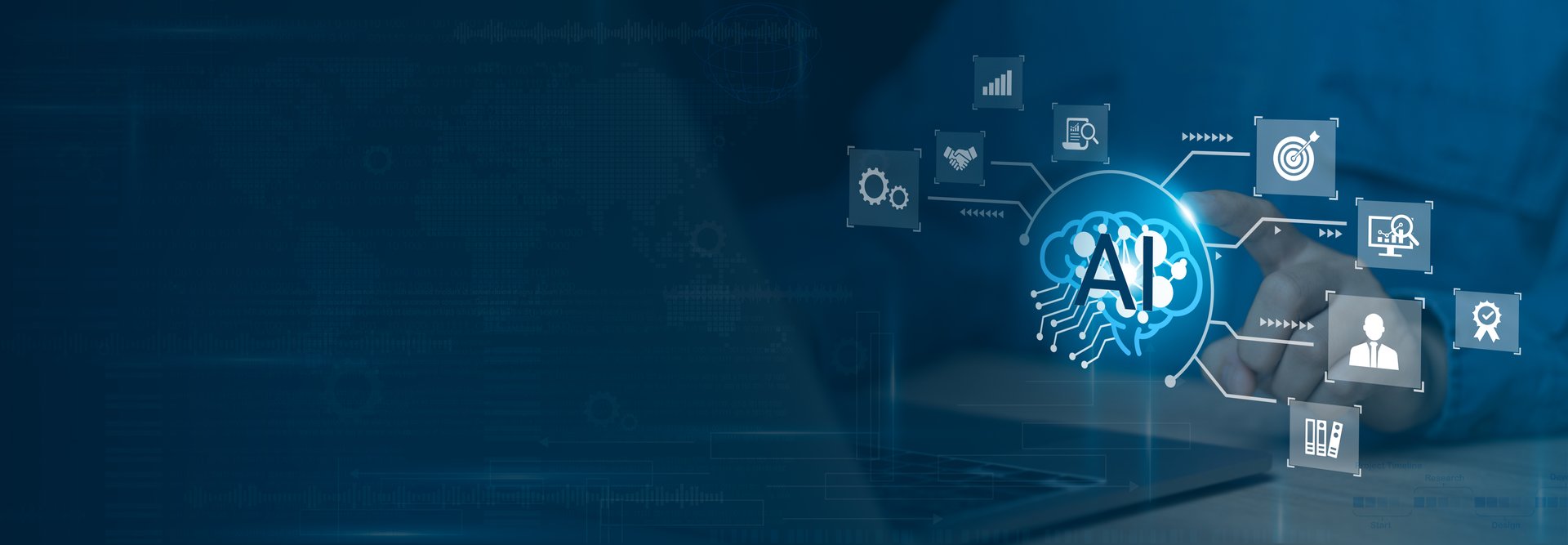 AI ,Business intelligence technology concept. data science, enhanced work efficiency data analysis and efficient tools, innovative technology background.