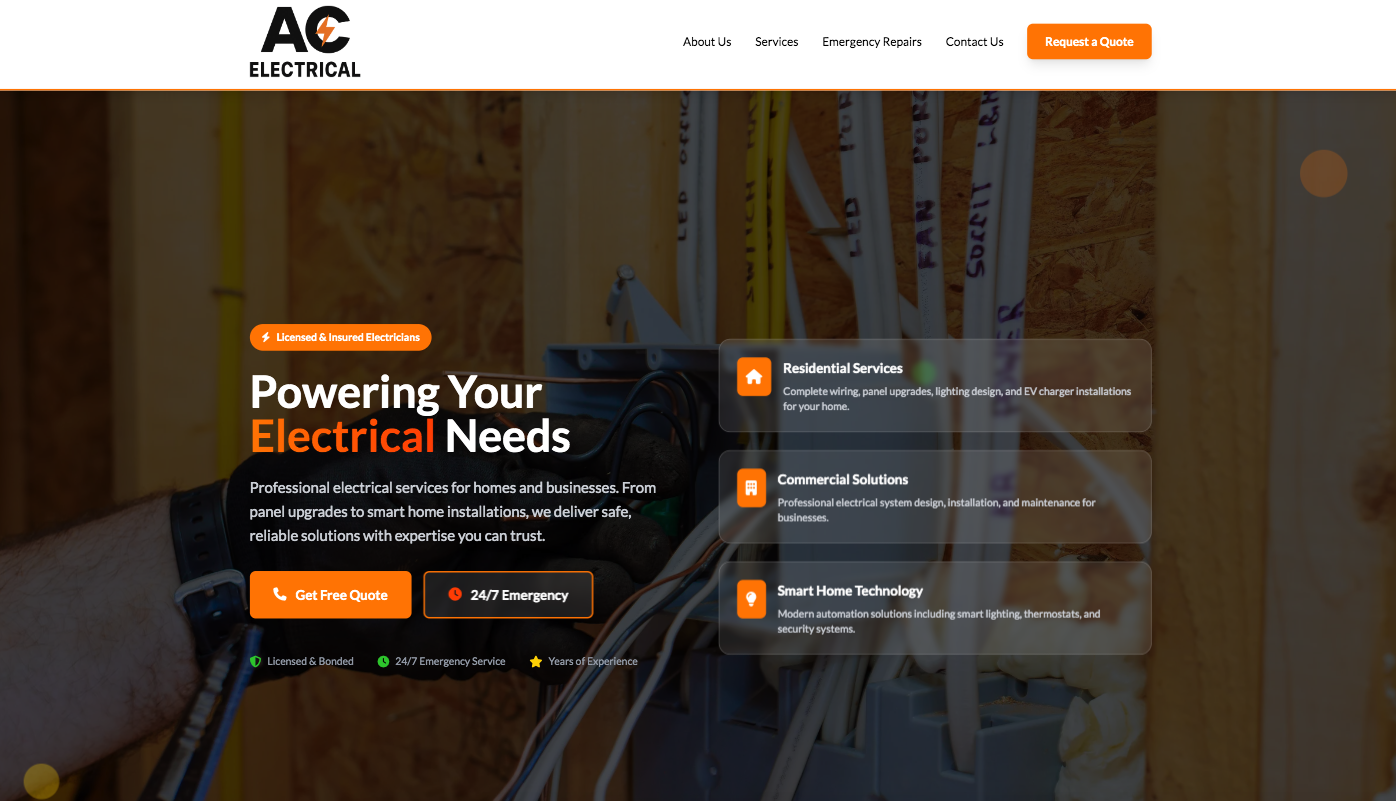 Screenshot showing website design example