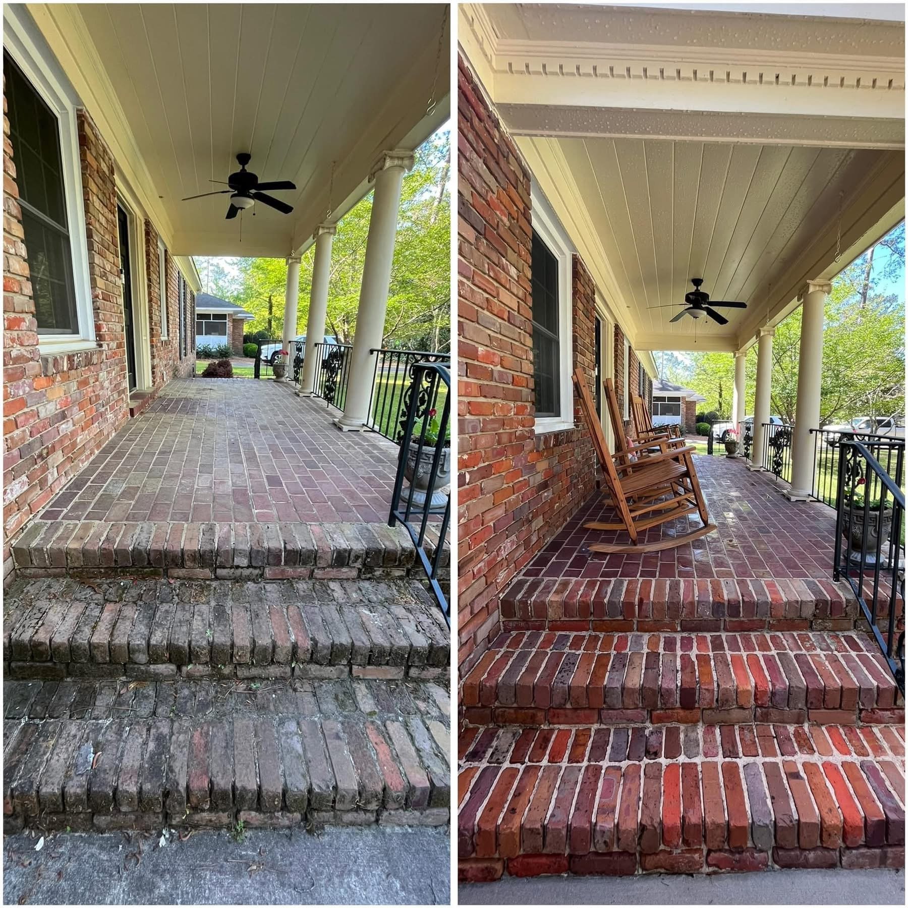 Patio and outdoor surface pressure washing - before and after cleaning in Central Florida