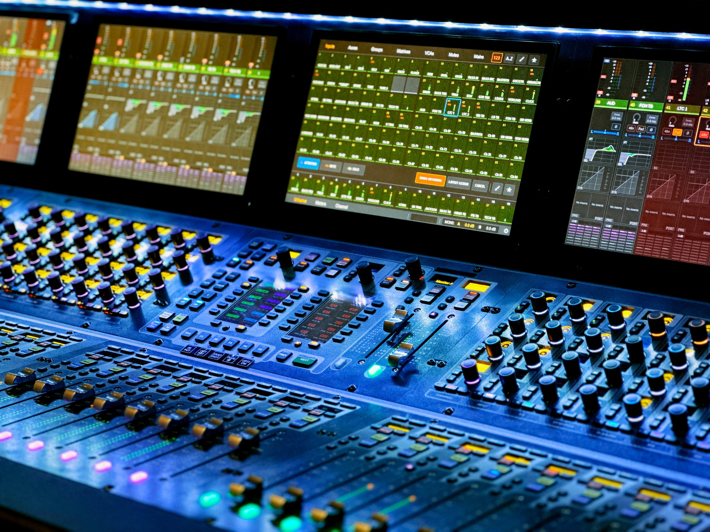 Digital audio console/sound desk in a concert venue