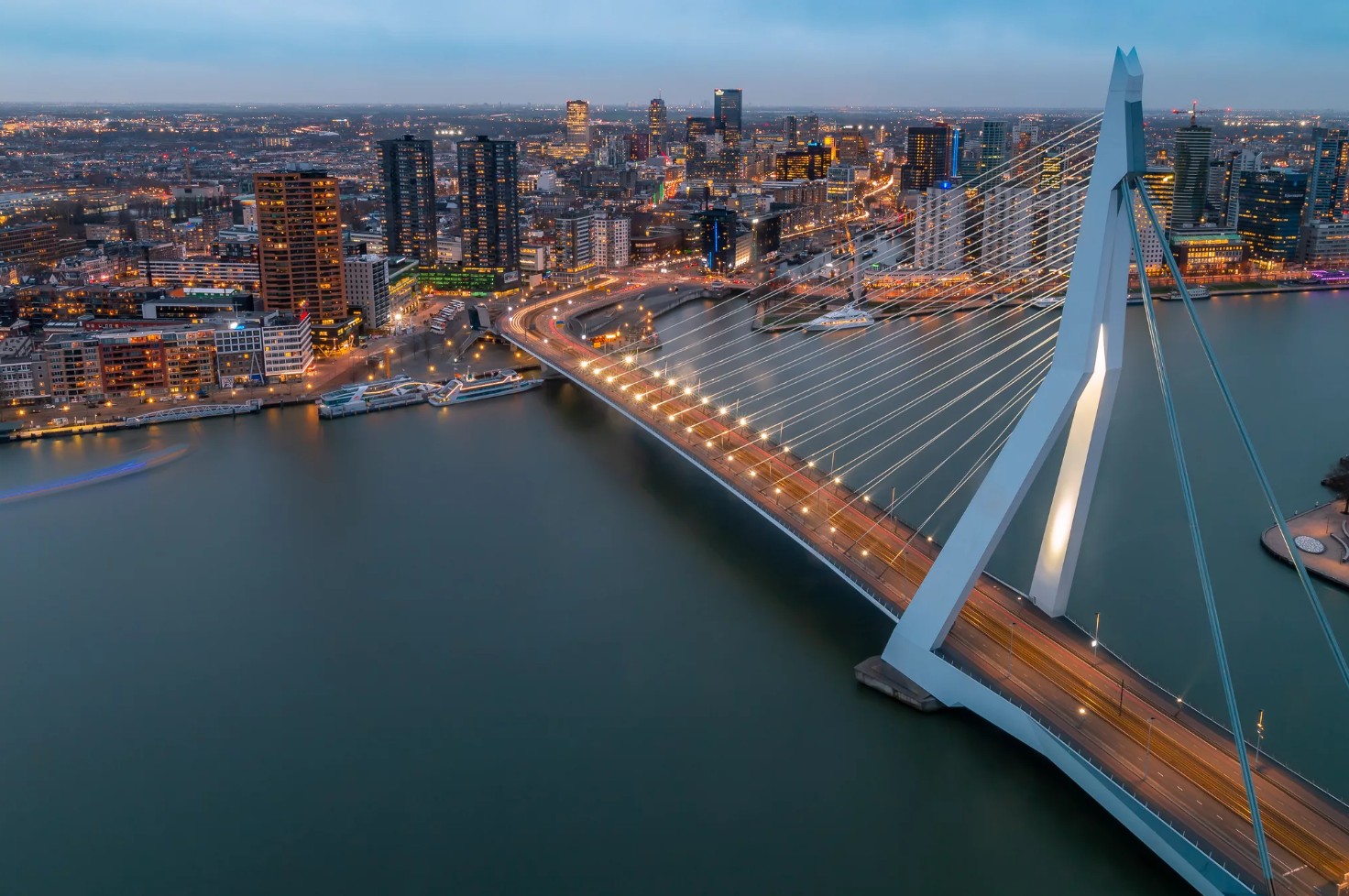 Rotterdam skyline met Erasmusbrug