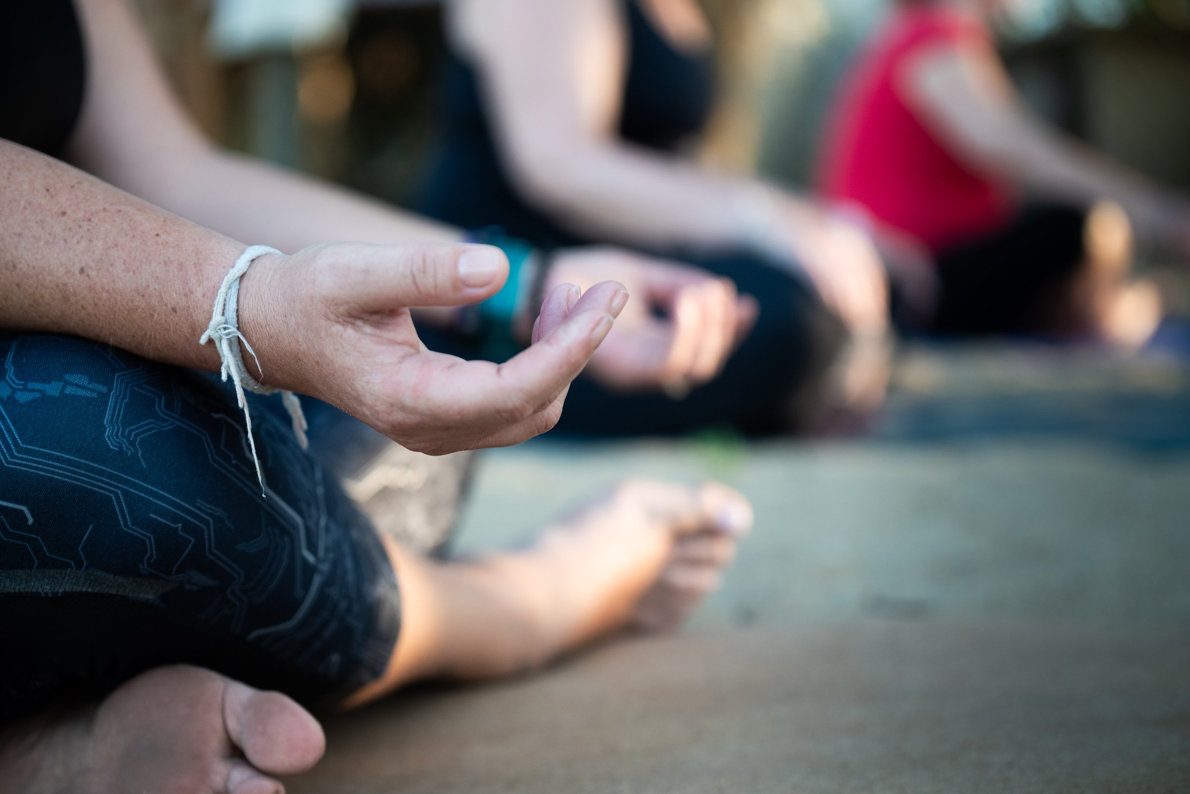 Tourists enjoying a yoga retreat in sri lanka, meditating outdoors