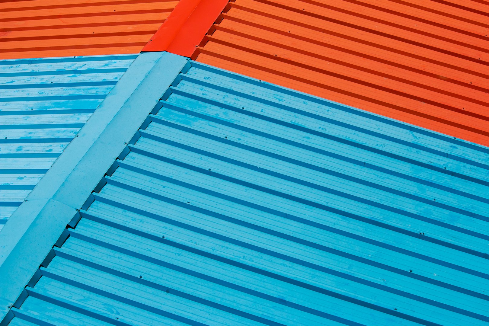 orange and blue aluminum roofing sheets.