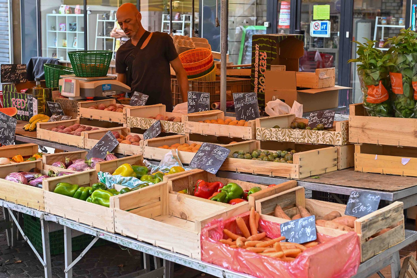 La Seyne Sur Mer, France, 16-August-2024. Local produce in season sold at market
