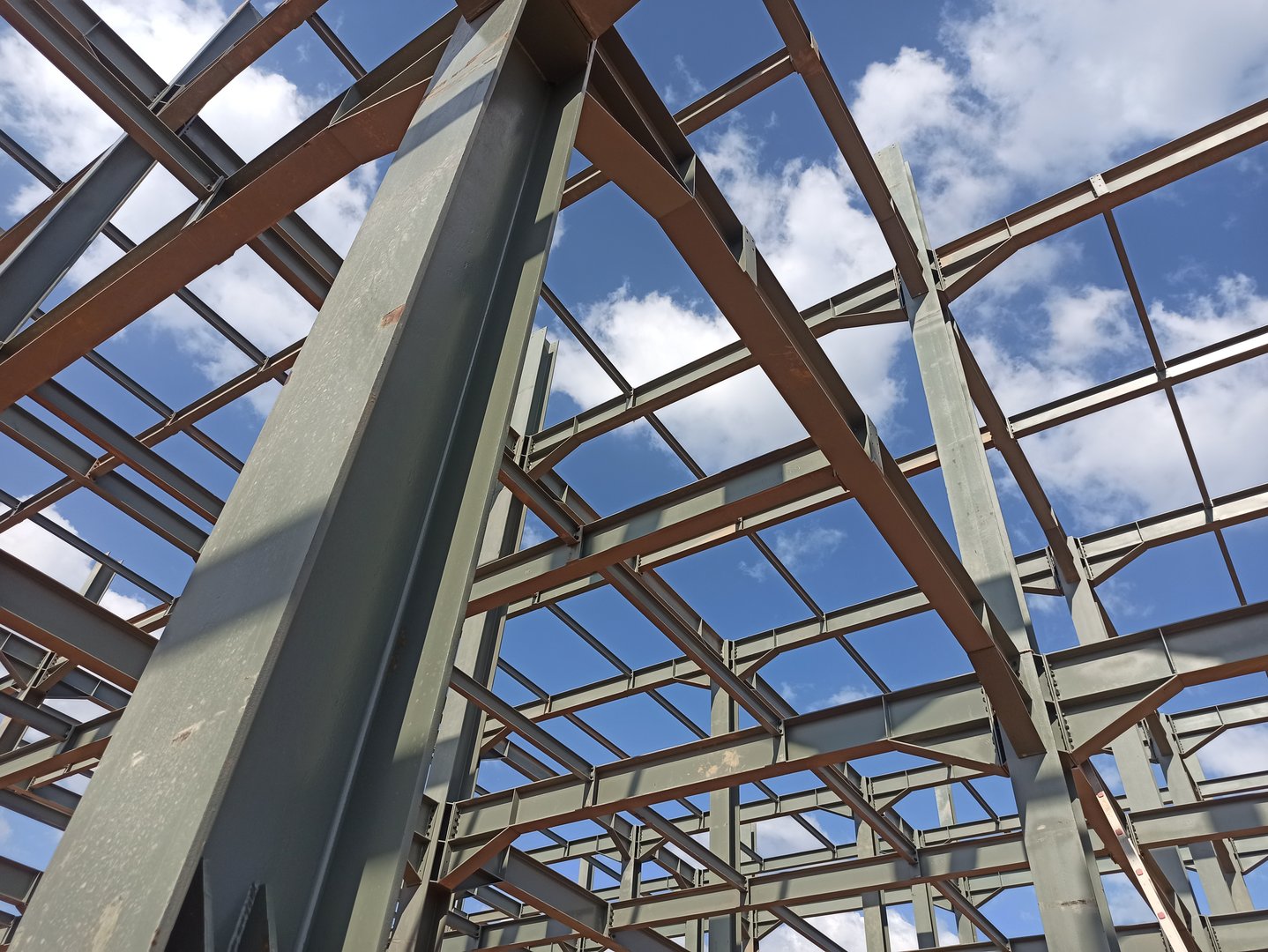 photo of the steel frame of the building construction