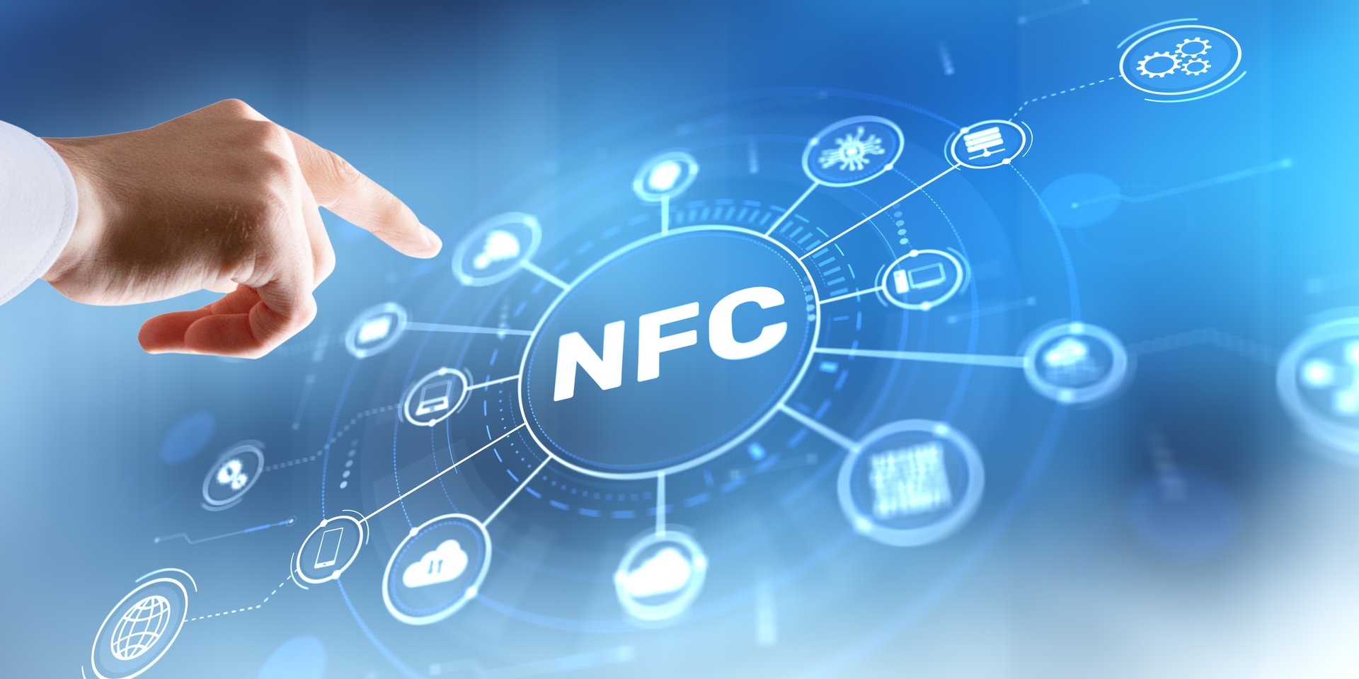 NFC technology for contactless payment data exchange and wireless communication between devices.