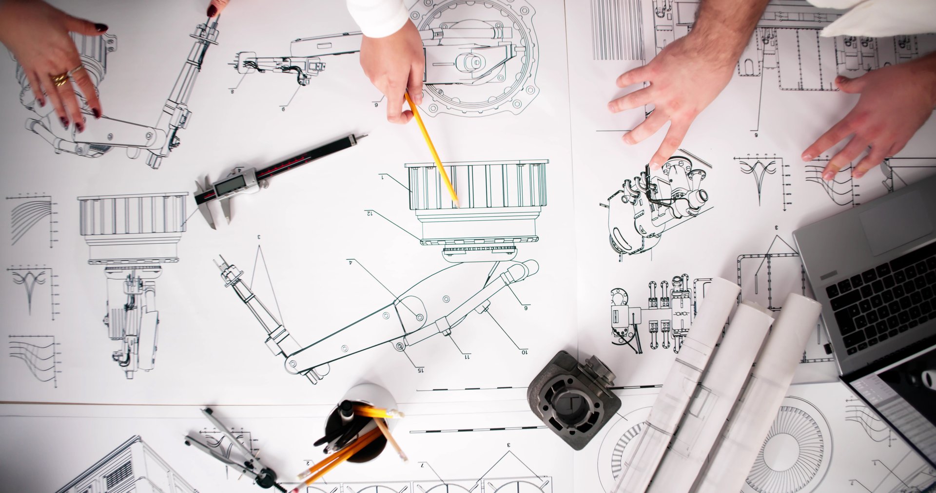 Mechanical Part Design Blueprint. Technical Document Paper