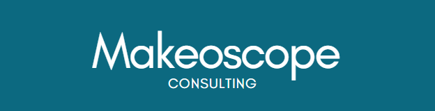 Logo for Makeoscope Consulting with white text on a teal background.